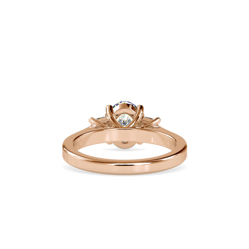 Oval Lab Grown Diamond Engagement Ring with Princess Side Stones