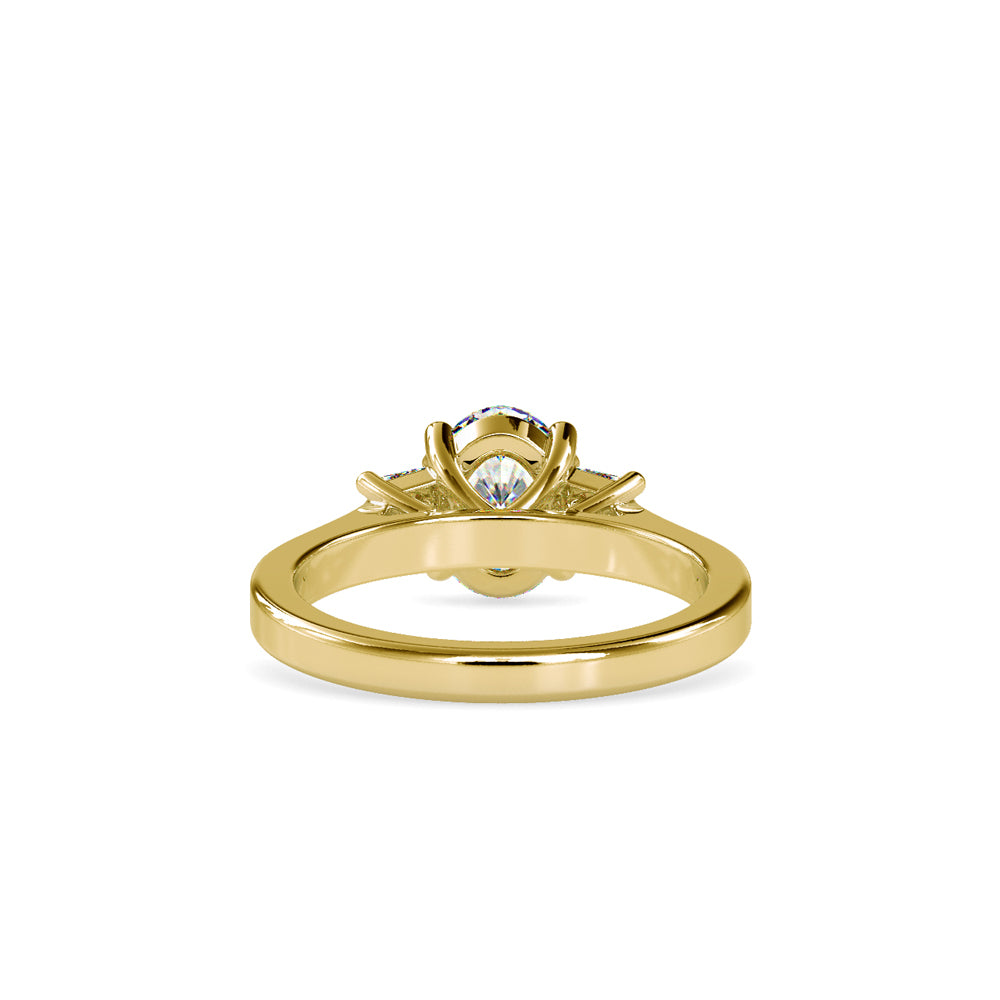 Oval Lab Grown Diamond Engagement Ring with Princess Side Stones