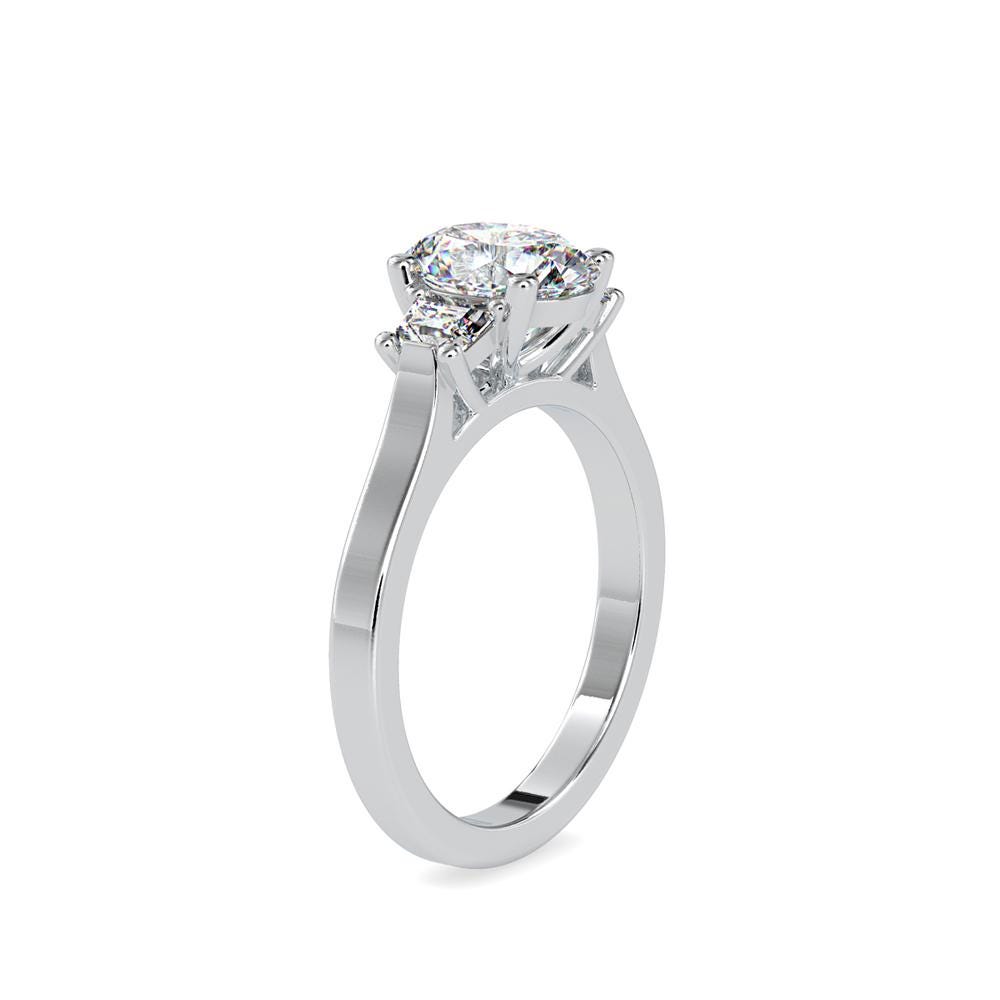 Oval Lab Grown Diamond Engagement Ring with Princess Side Stones