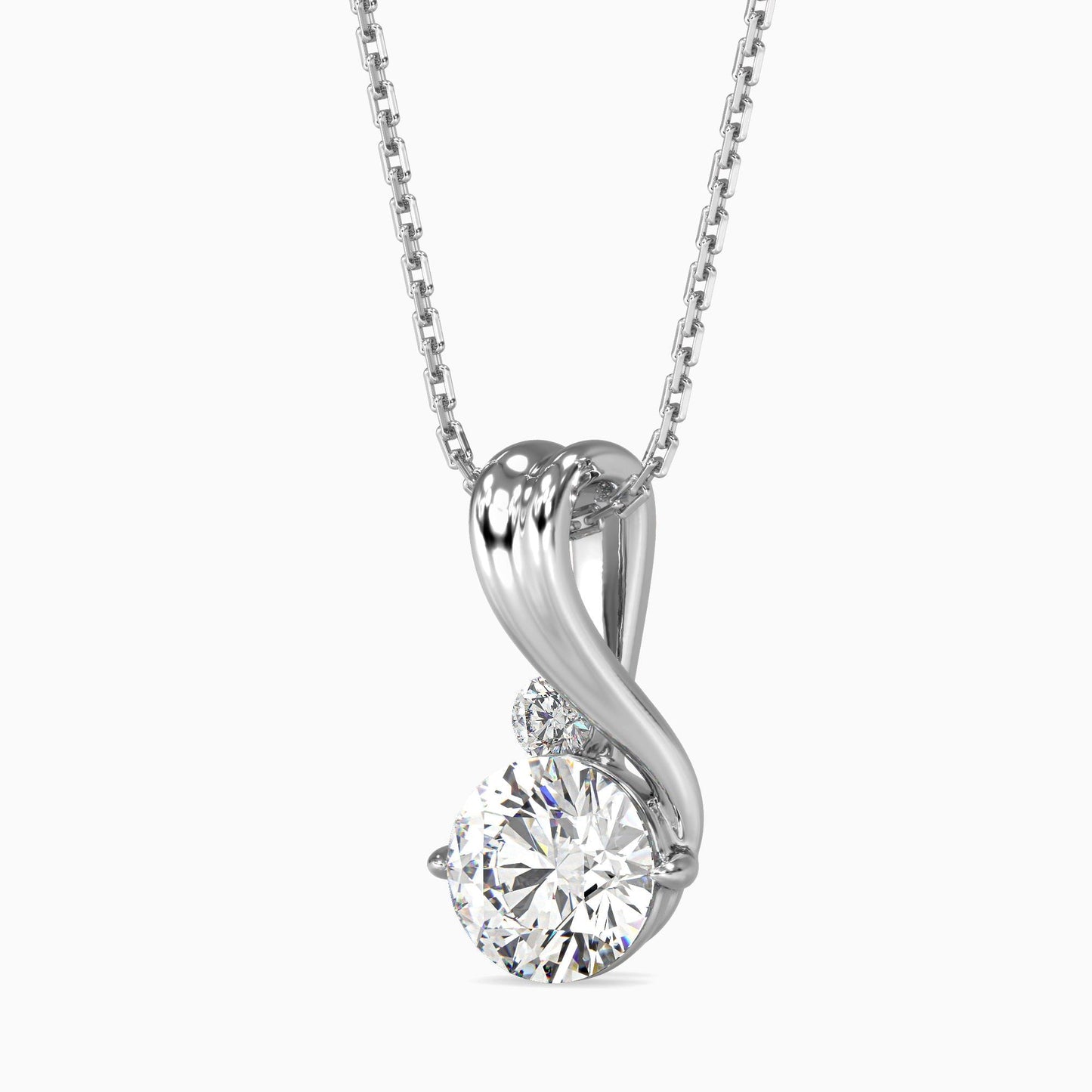 Heart Swirl Two-Stone Diamond Pendant Necklace