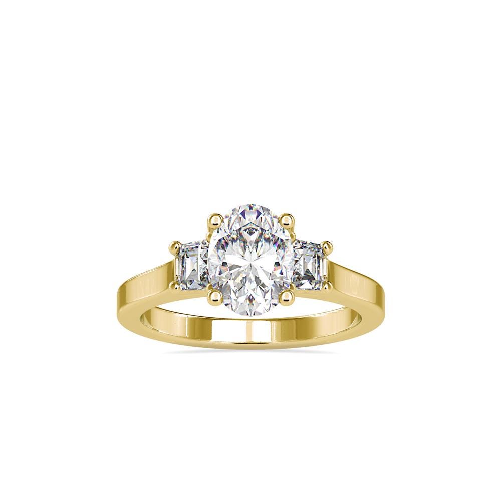 Oval Lab Grown Diamond Engagement Ring with Princess Side Stones