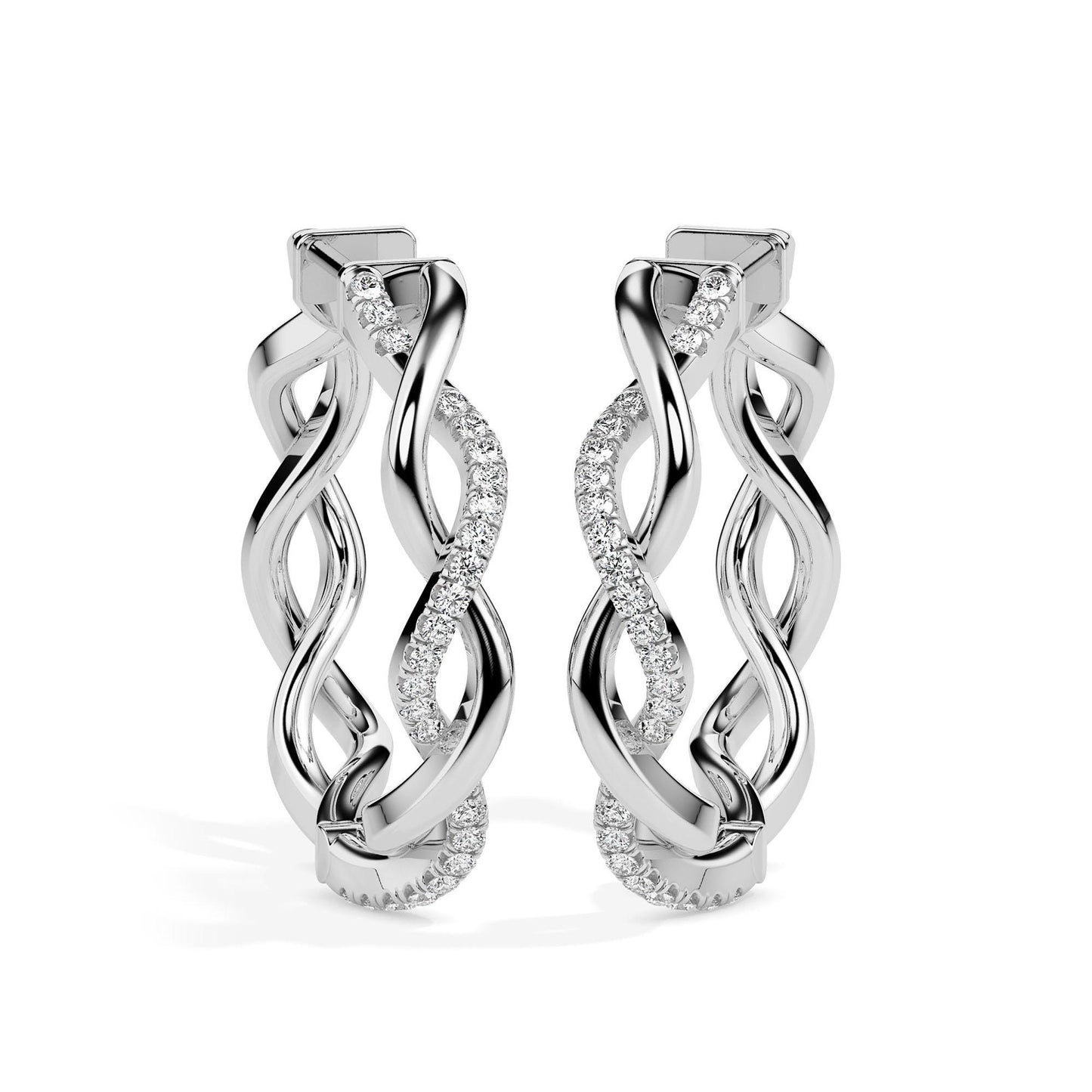 Braided Diamond Hoop Earrings