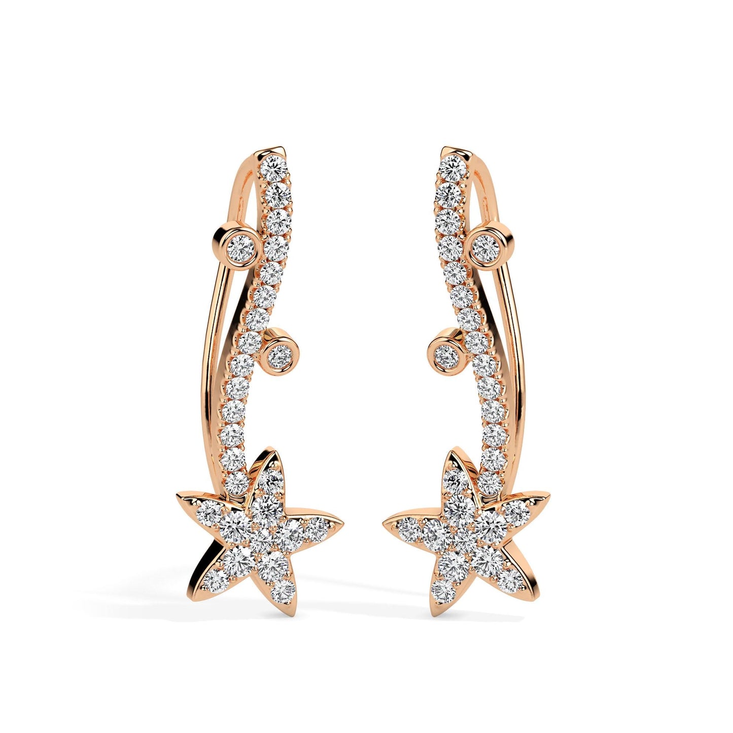 Shooting Star Diamond Climber Earrings