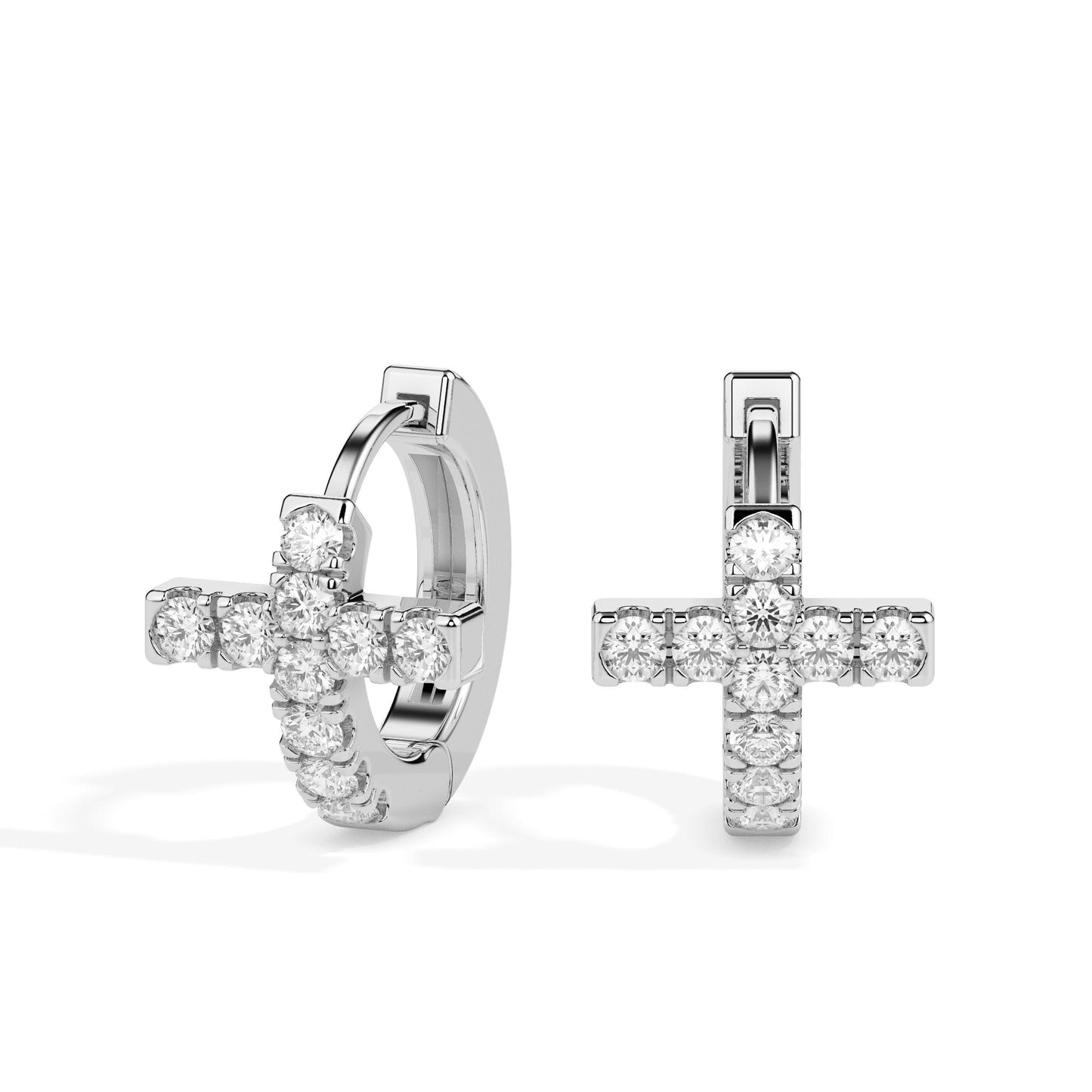 Diamond Cross Huggie Hoop Earrings