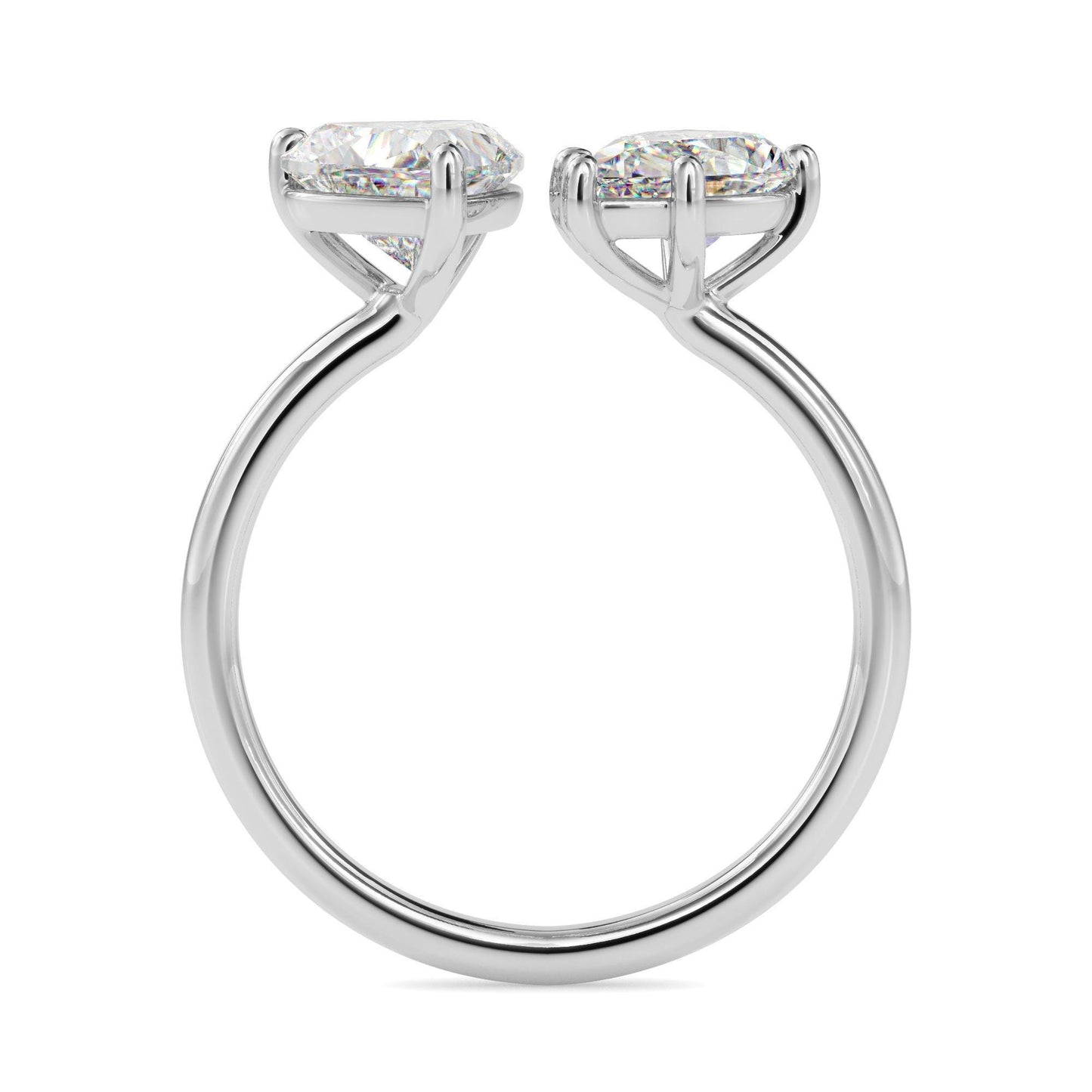 Heart and Pear Cut Toi et Moi Ring