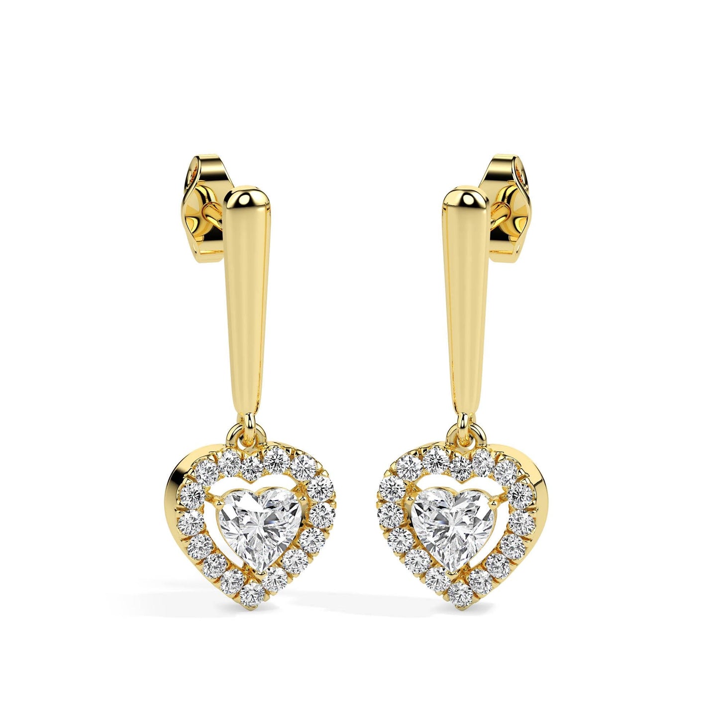 Heart Shaped Diamond Drop Earrings