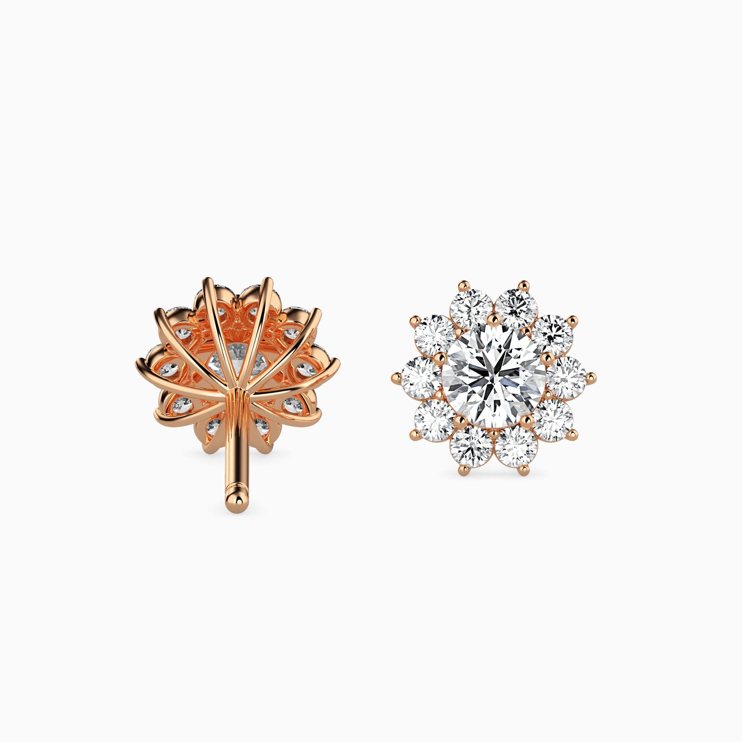 Floral Diamond Halo Stud Earrings