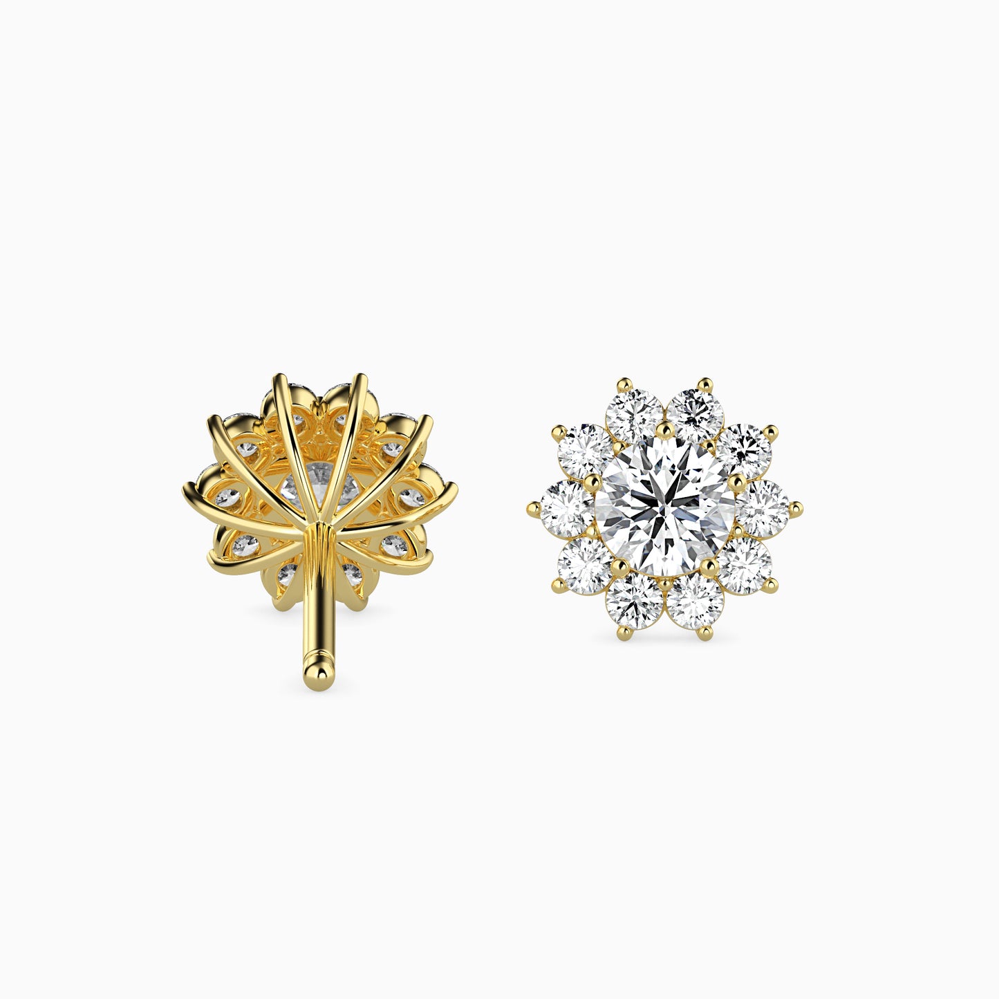 Floral Diamond Halo Stud Earrings