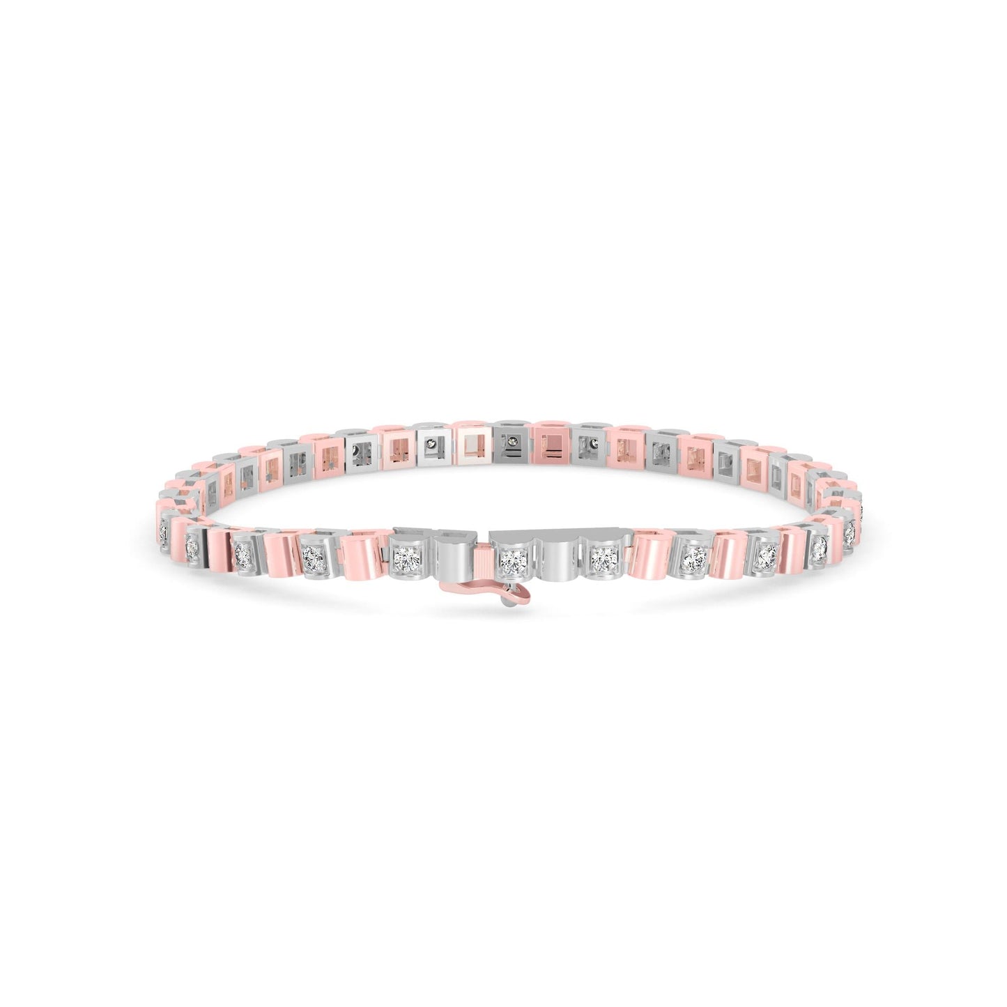 Classic Square Link Diamond Tennis Bracelet
