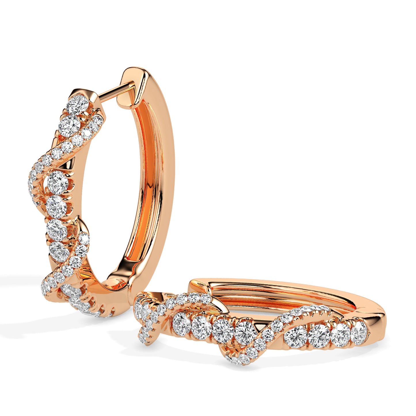Diamond Twist Hoop Earrings in Elegant Spiral Design