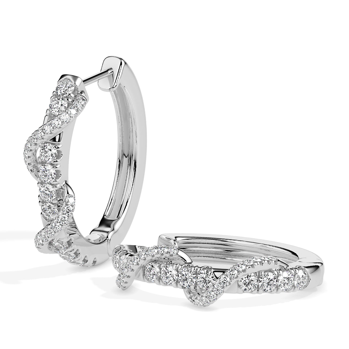 Diamond Twist Hoop Earrings in Elegant Spiral Design