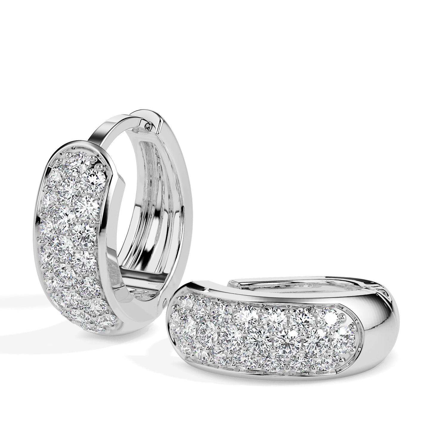 Pave Diamond Huggie Hoop Earrings