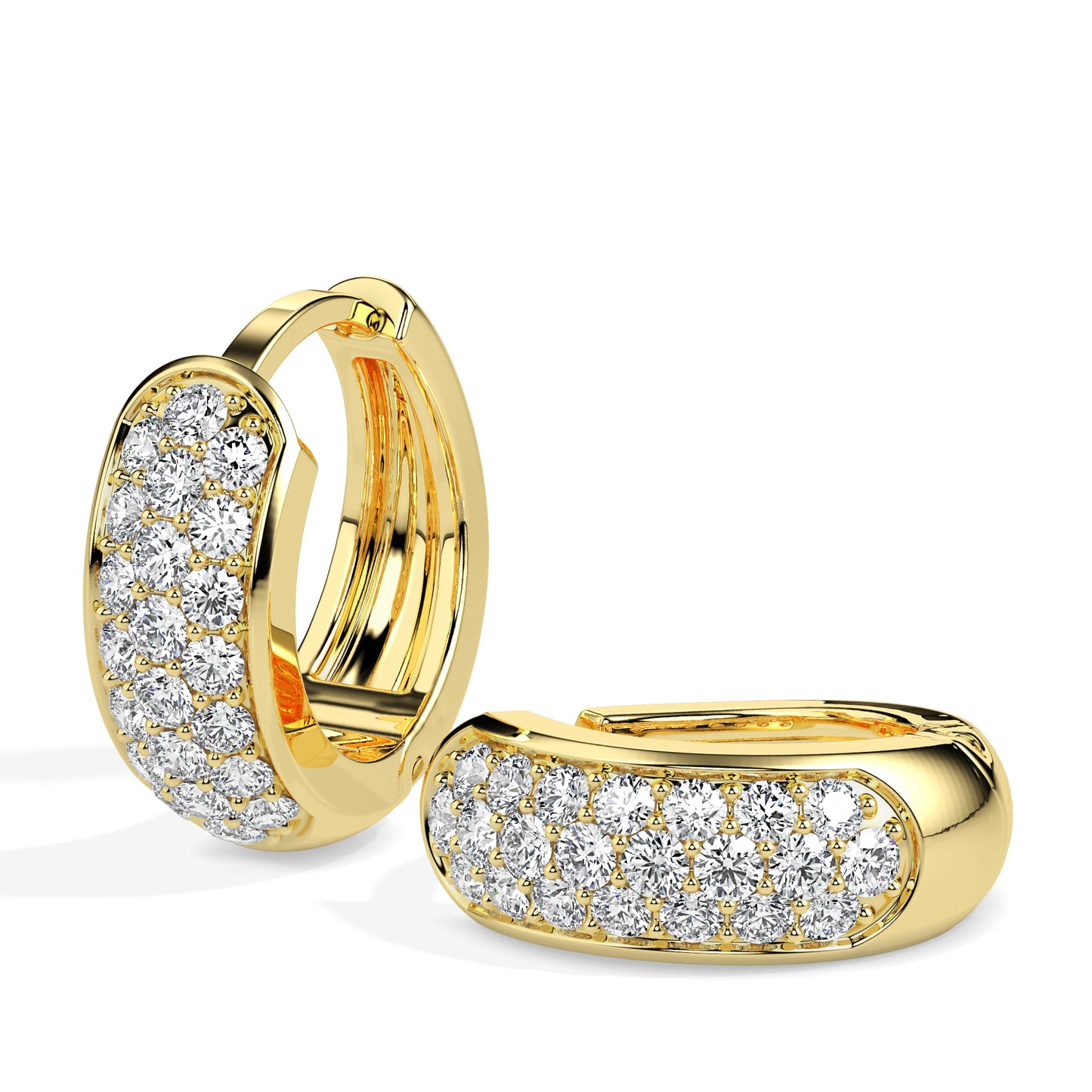 Pave Diamond Huggie Hoop Earrings