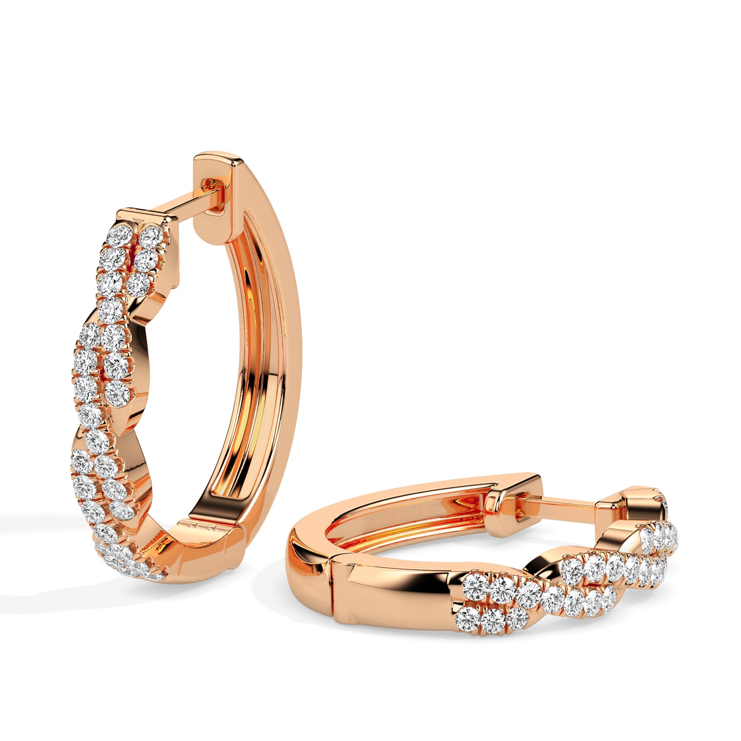 Twisted Diamond Hoop Earrings