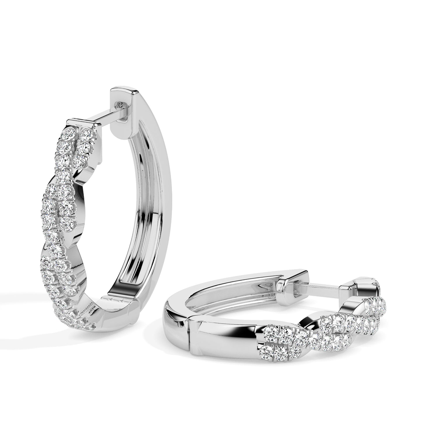 Twisted Diamond Hoop Earrings