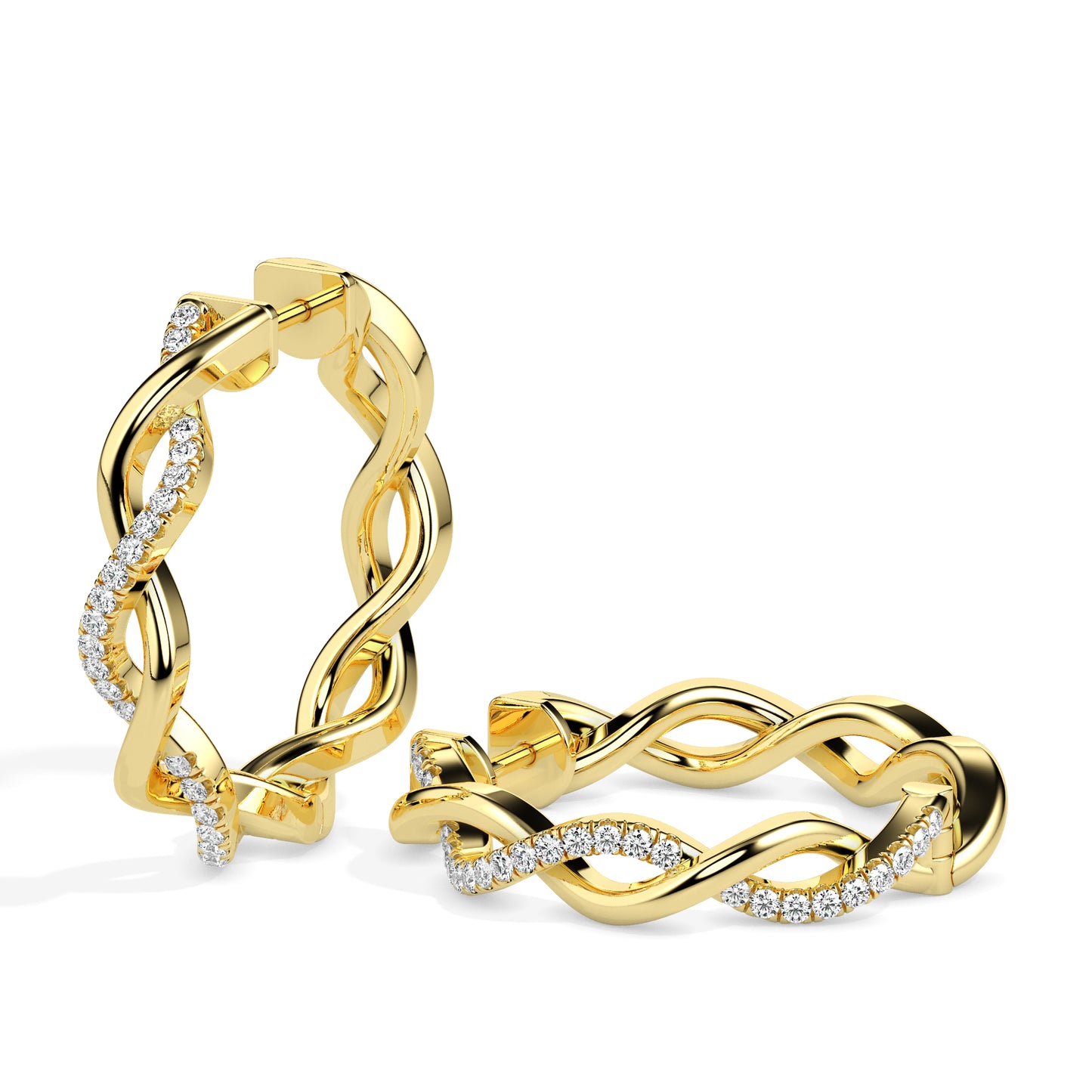 Braided Diamond Hoop Earrings