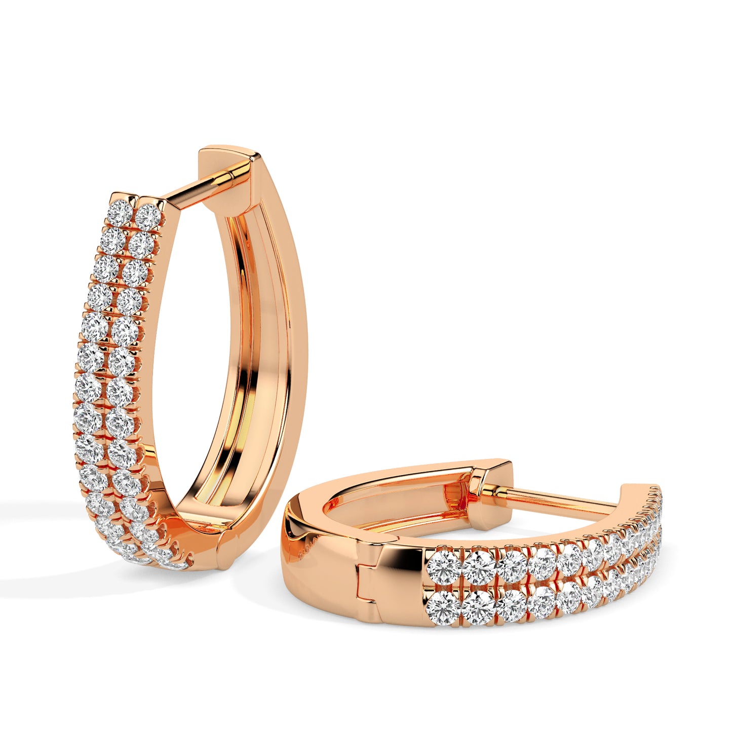 Two Row Diamond Hoop Earrings