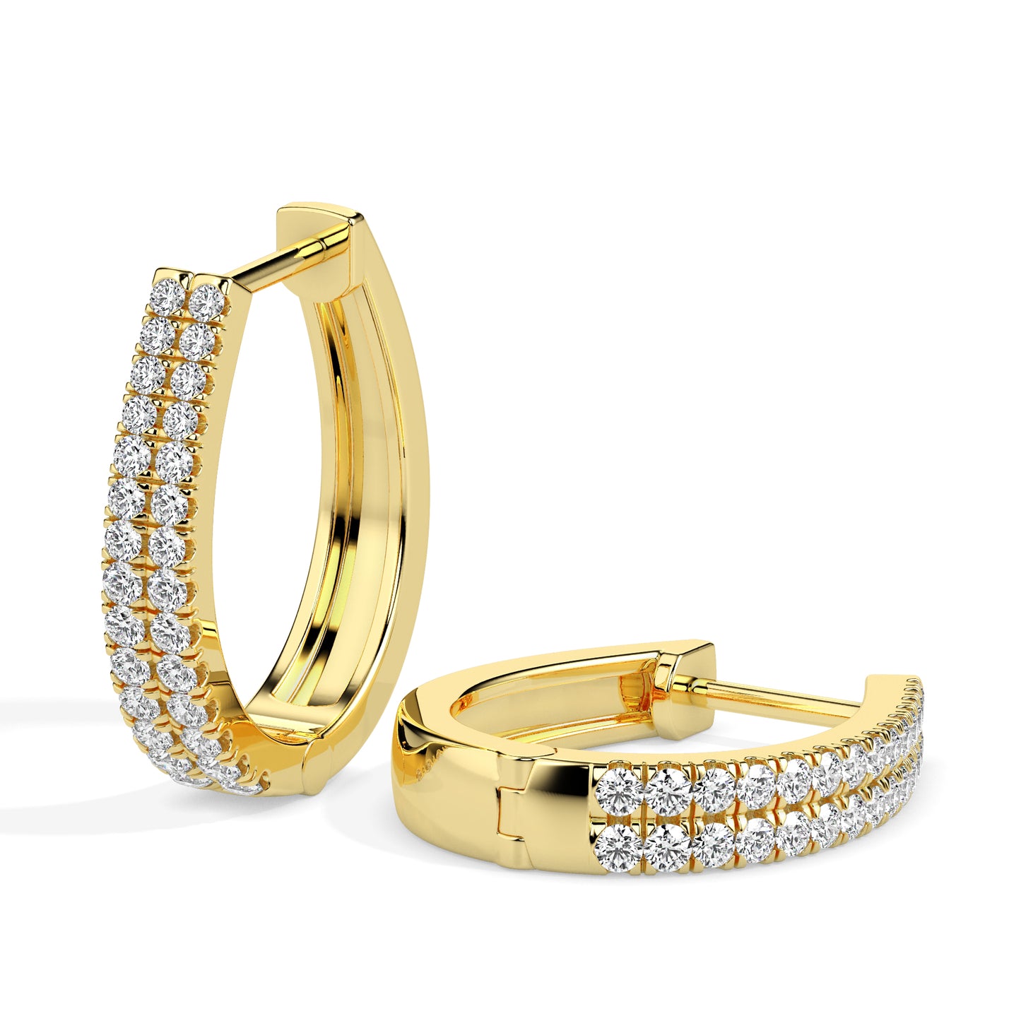 Two Row Diamond Hoop Earrings