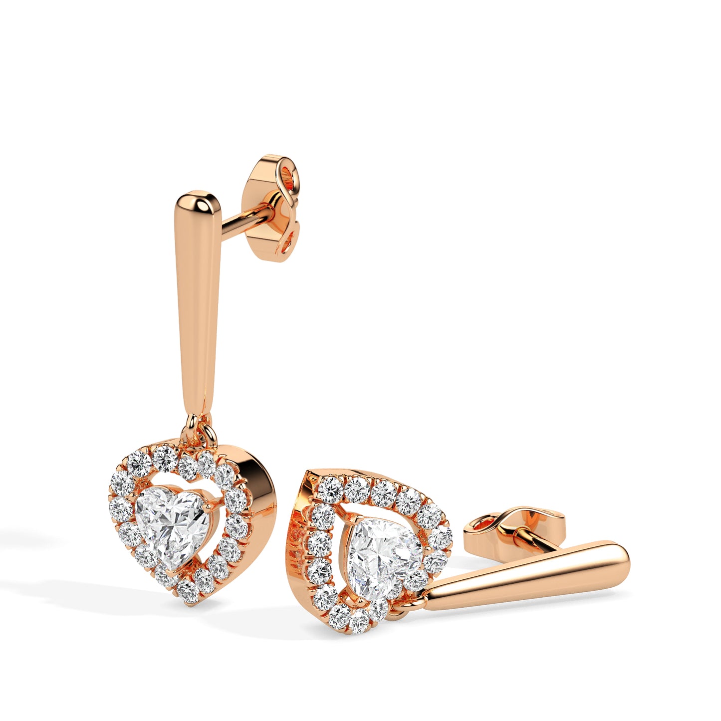 Heart Shaped Diamond Drop Earrings