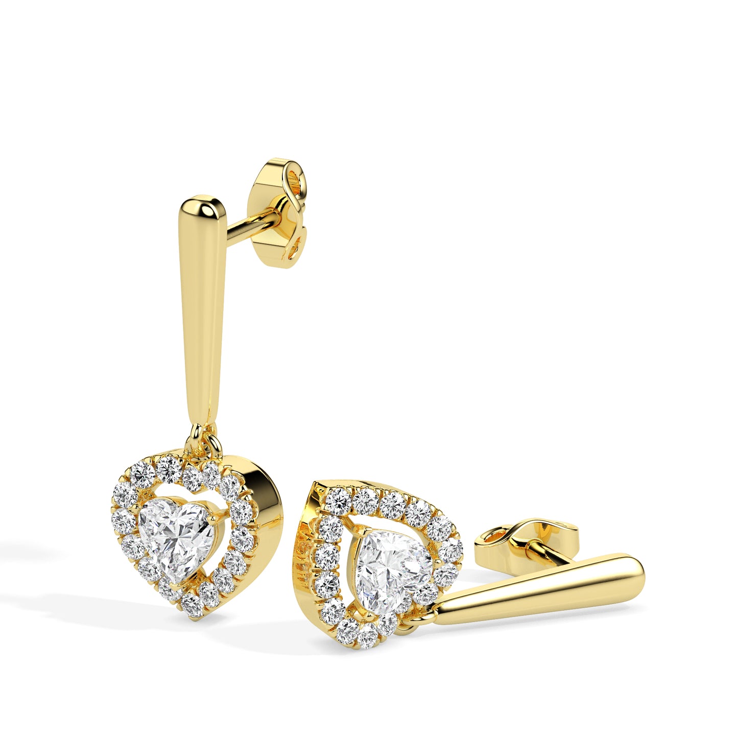Heart Shaped Diamond Drop Earrings