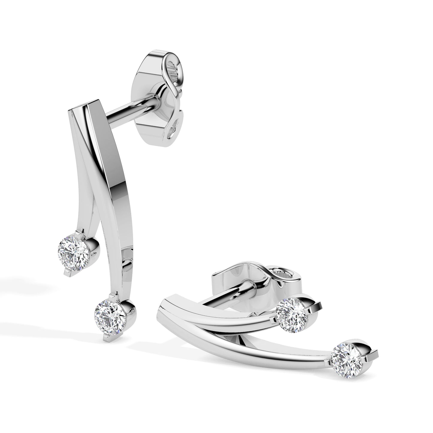 Diamond Modern Drop Earrings