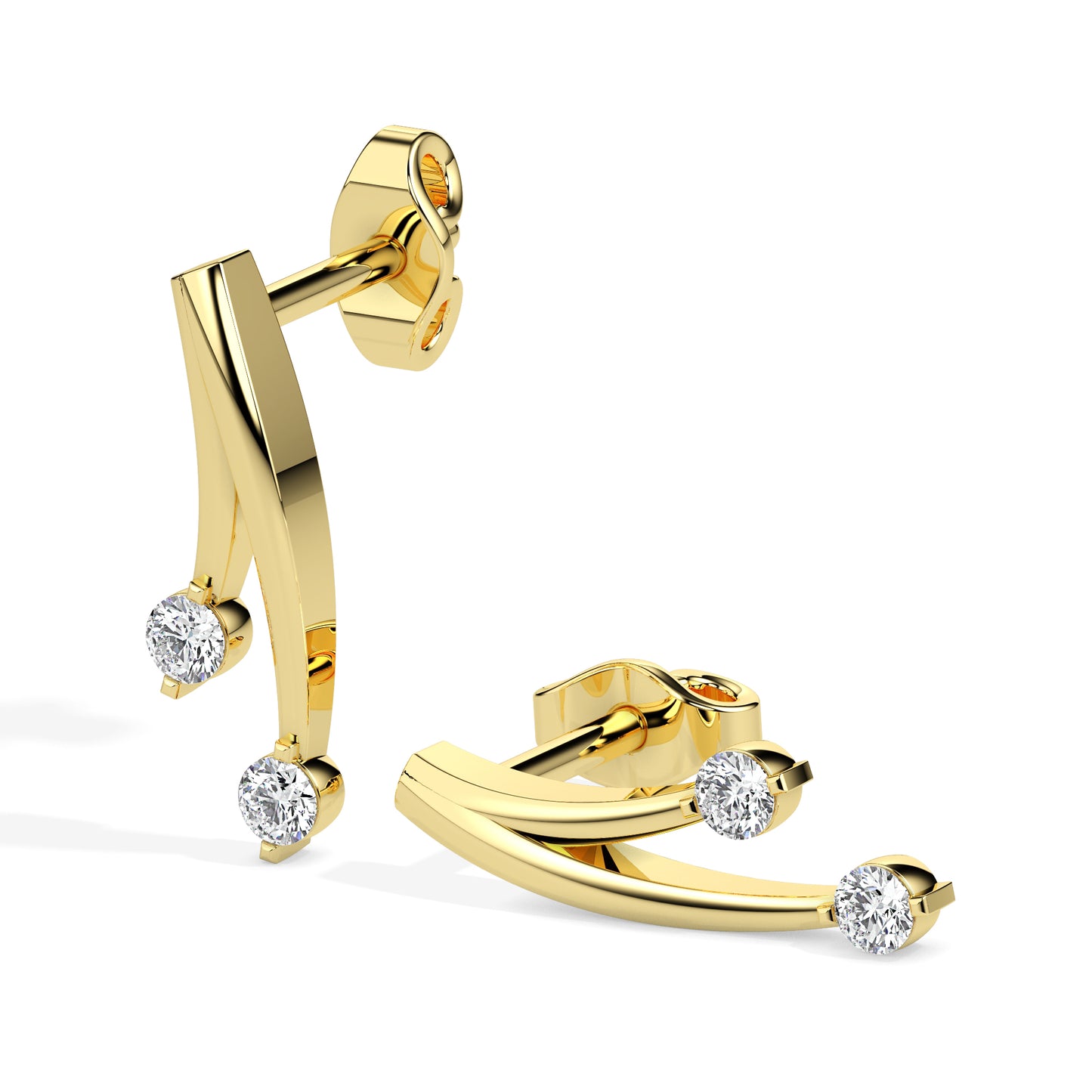 Diamond Modern Drop Earrings