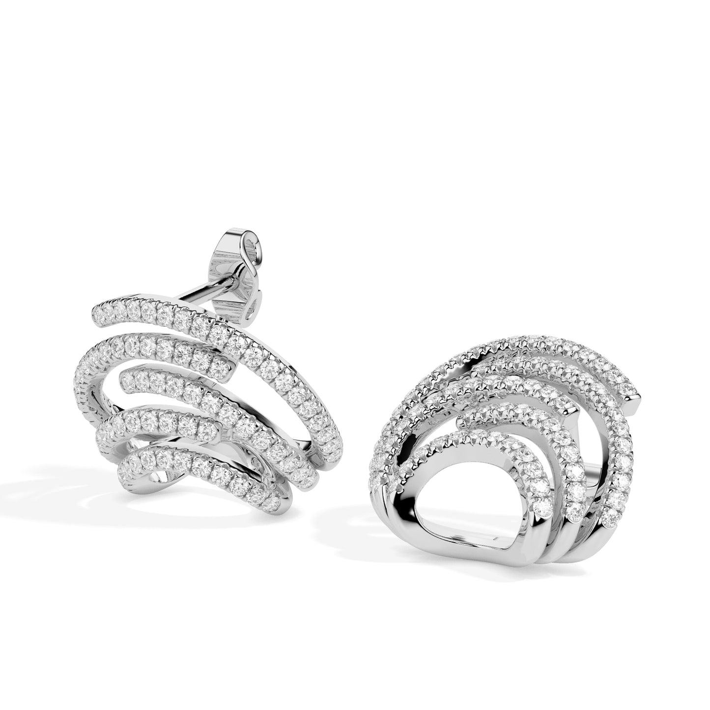 Modern Swirl Diamond Earrings
