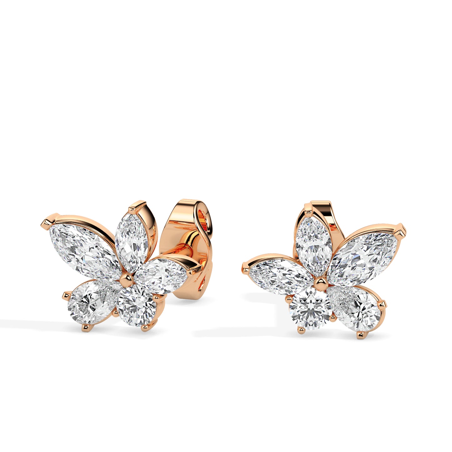 Floral Bloom Diamond Stud Earrings