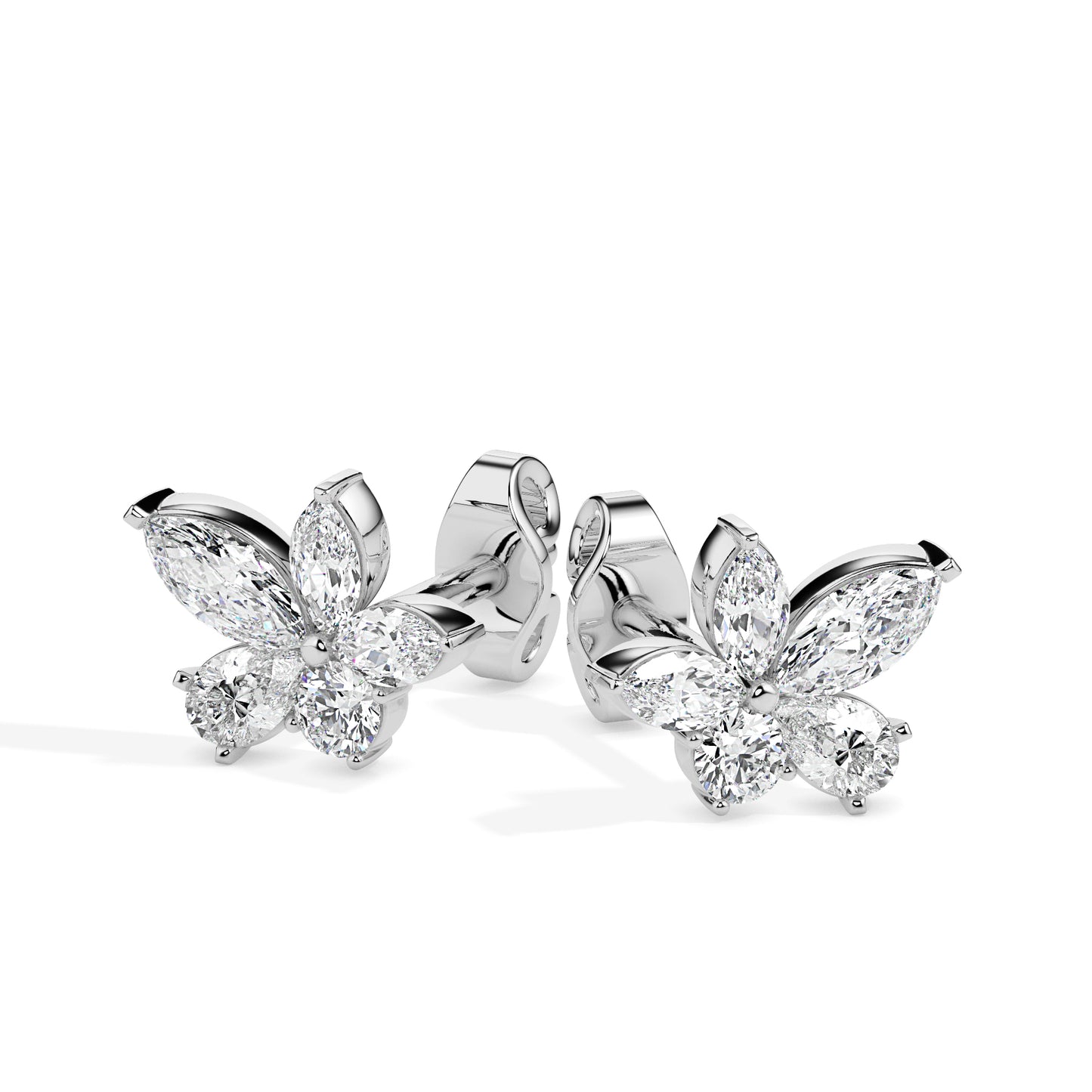 Floral Bloom Diamond Stud Earrings
