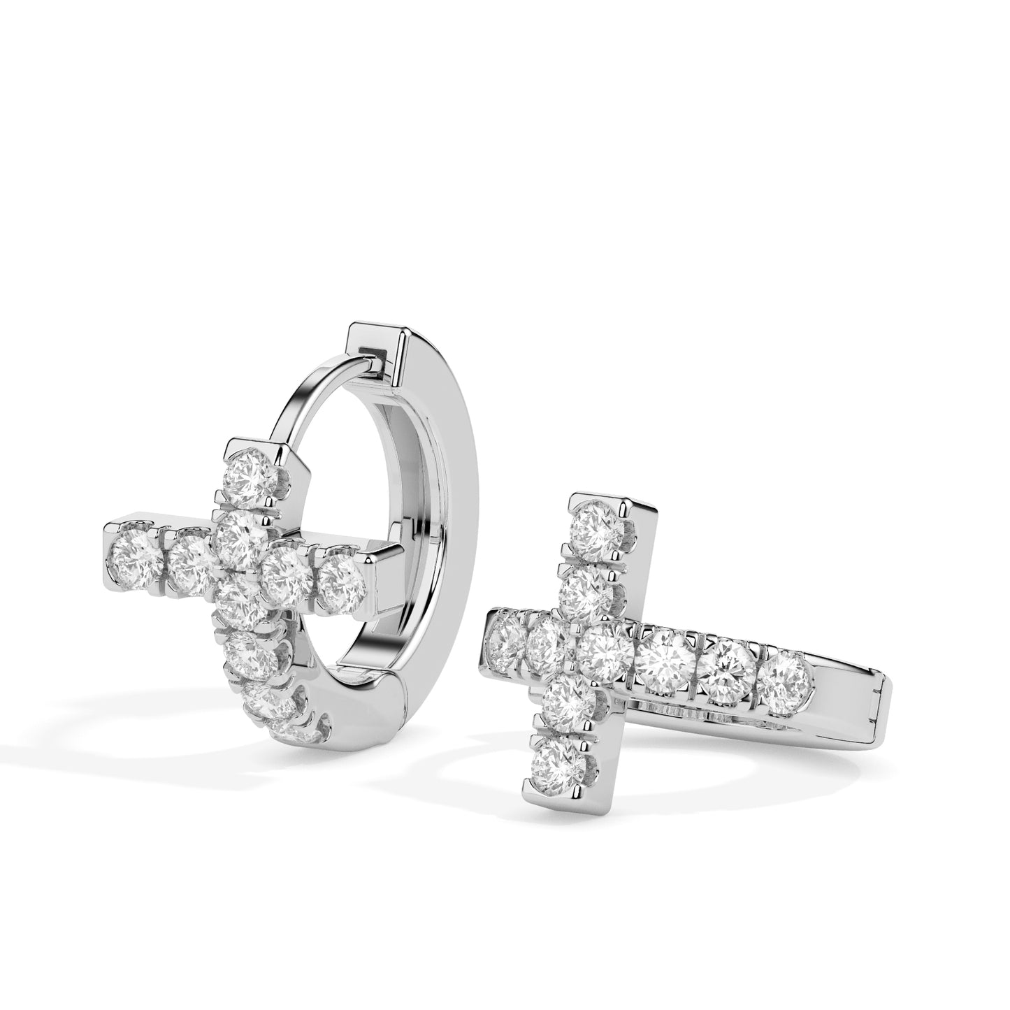 Diamond Cross Huggie Hoop Earrings