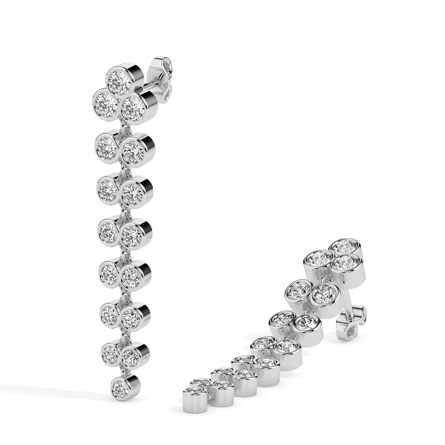 Diamond Cluster Drop Earrings