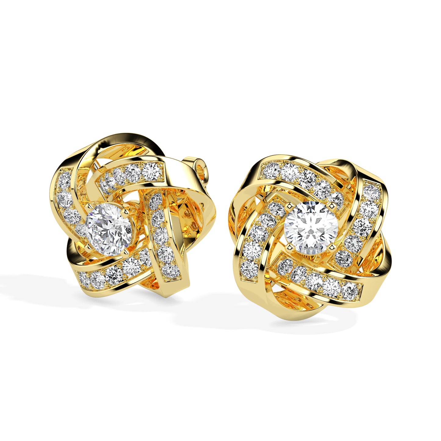 Radiant Love Knot Diamond Stud Earrings