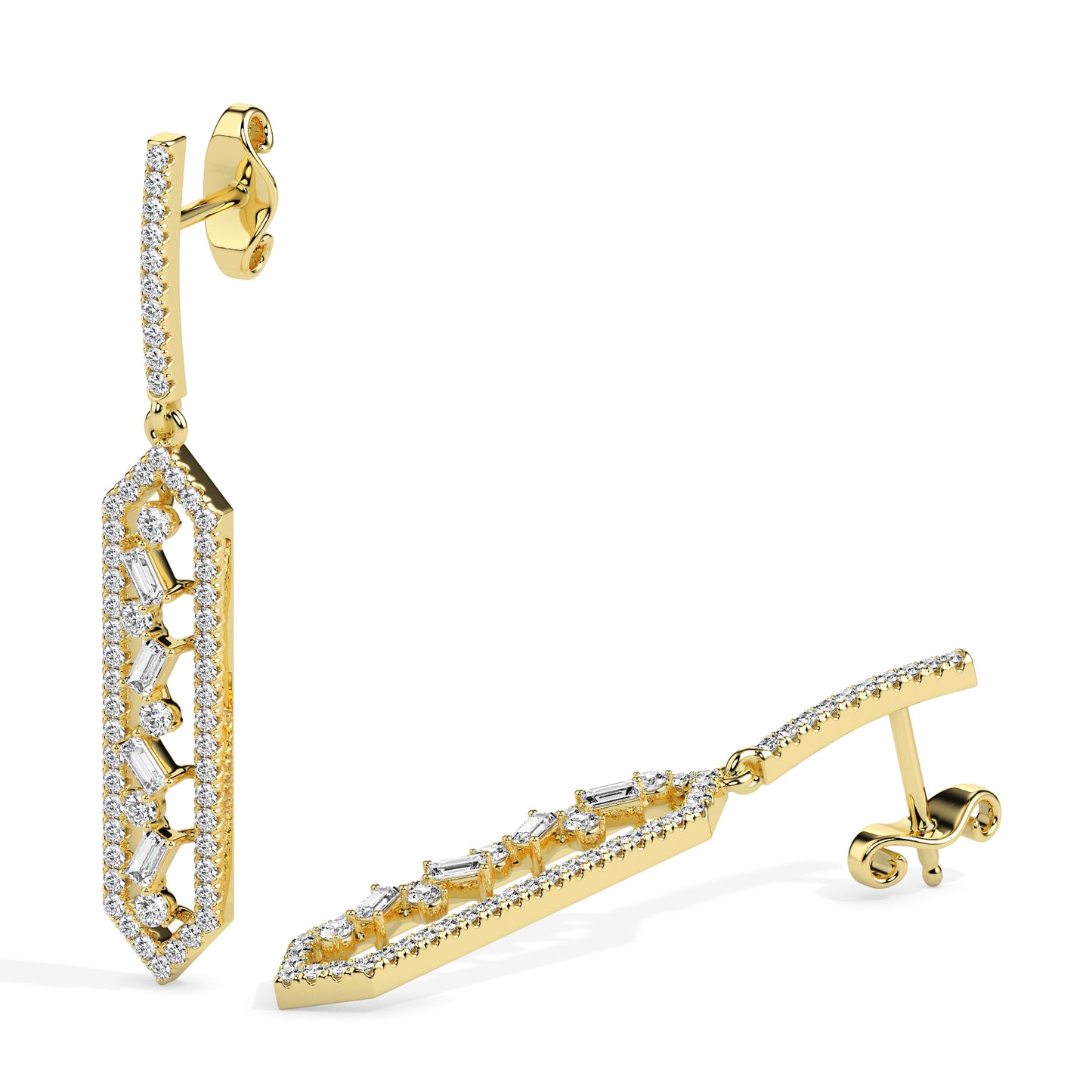 Glamour Prism Baguette Drop Earrings