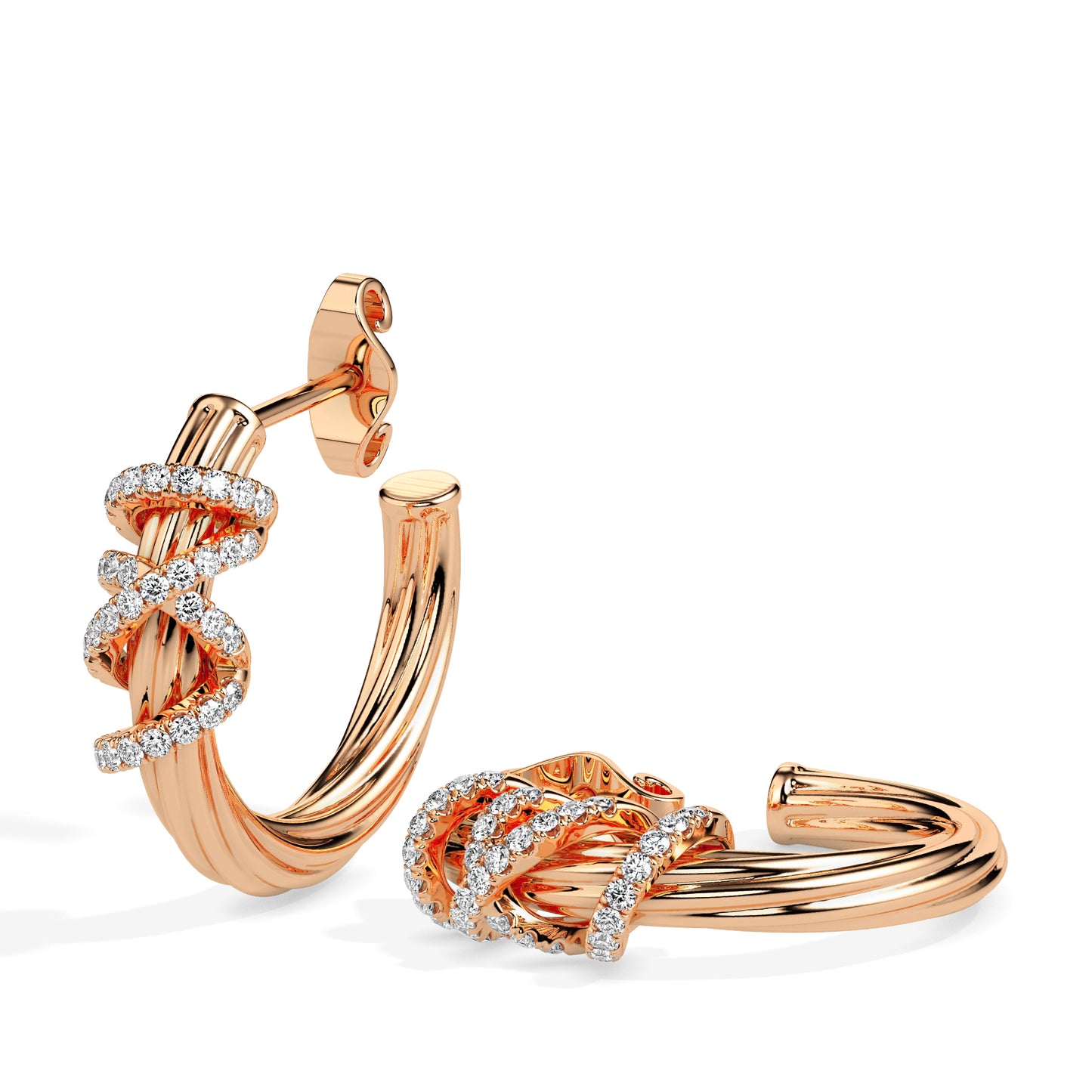 Twist Embrace Diamond Hoop Earrings