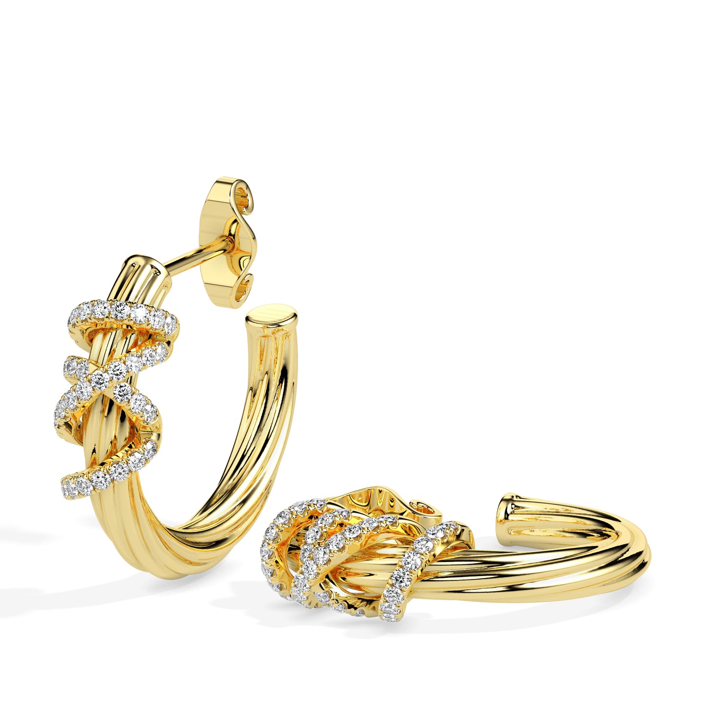 Twist Embrace Diamond Hoop Earrings