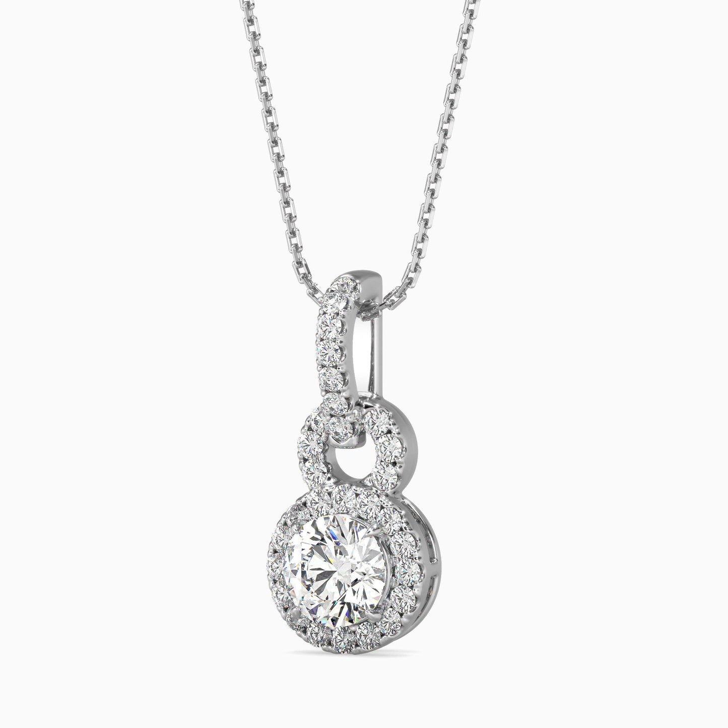 Double Halo Circle Pendant Necklace