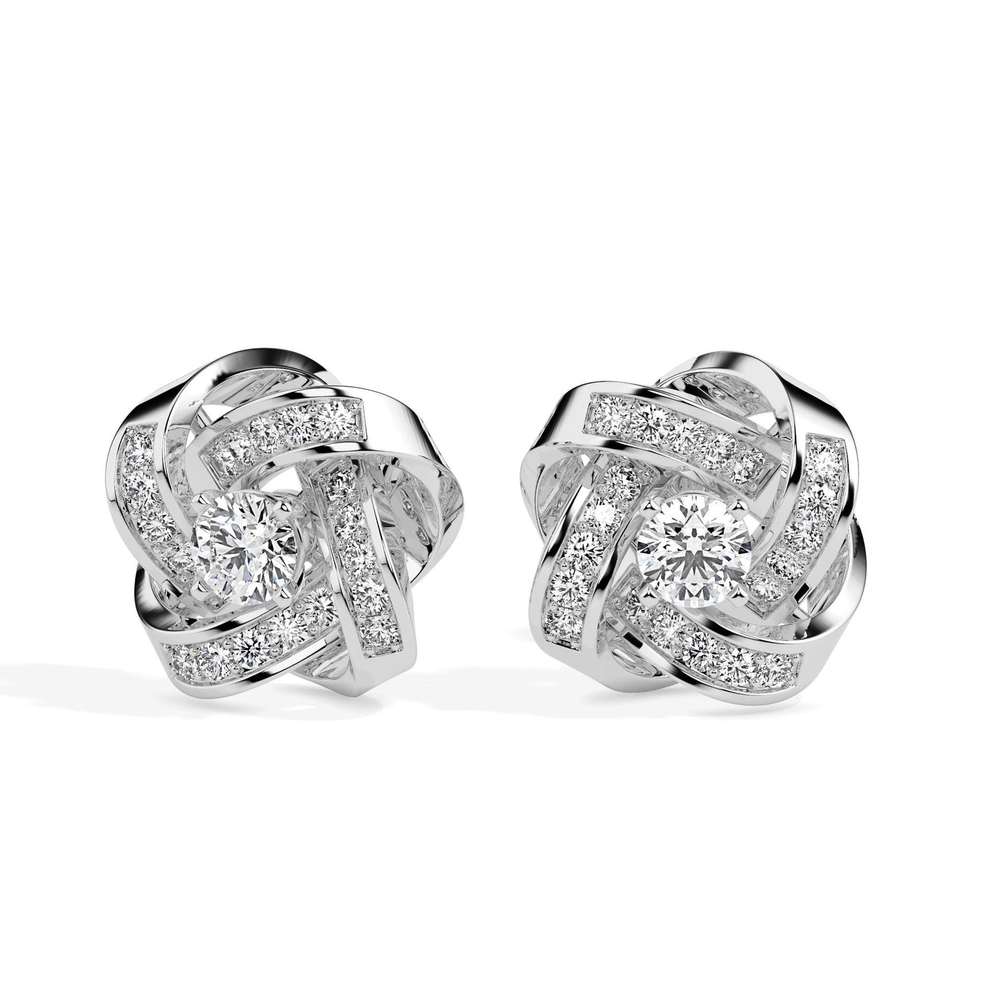 Radiant Love Knot Diamond Stud Earrings