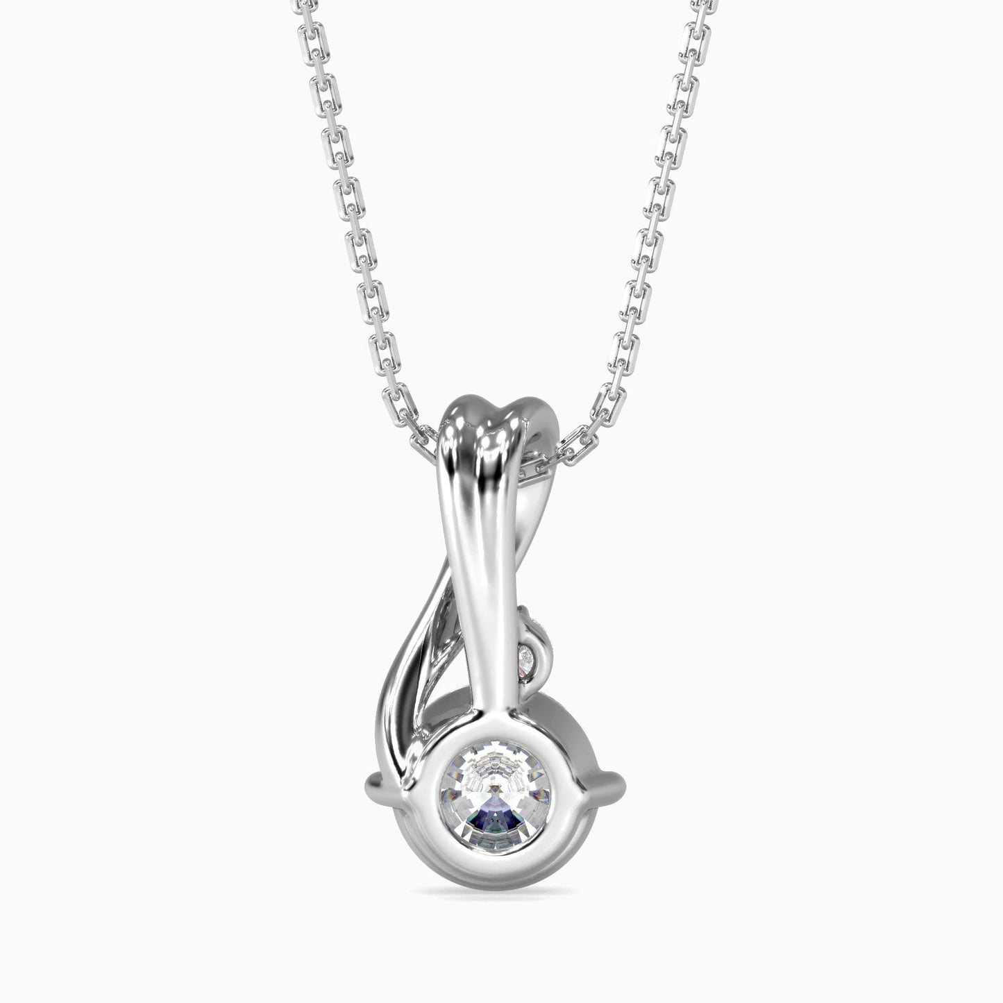 Heart Swirl Two-Stone Diamond Pendant Necklace