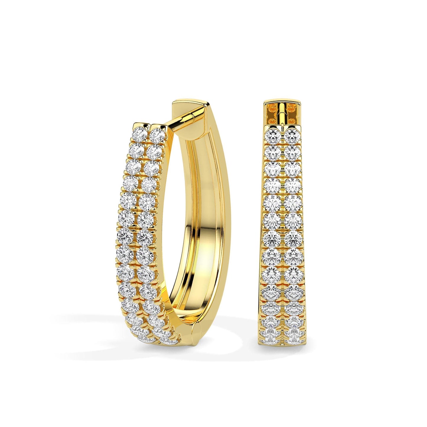 Two Row Diamond Hoop Earrings