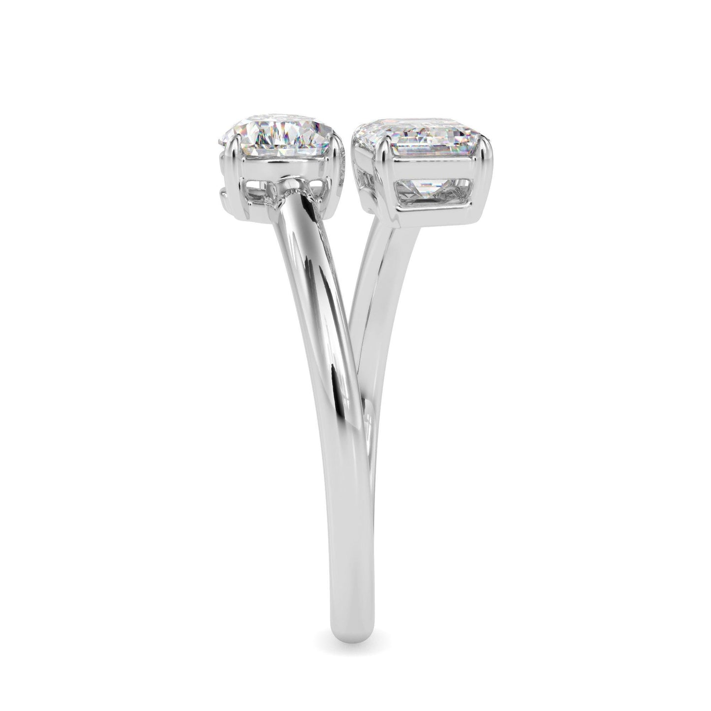 Pear and Emerald Cut Toi et Moi Ring