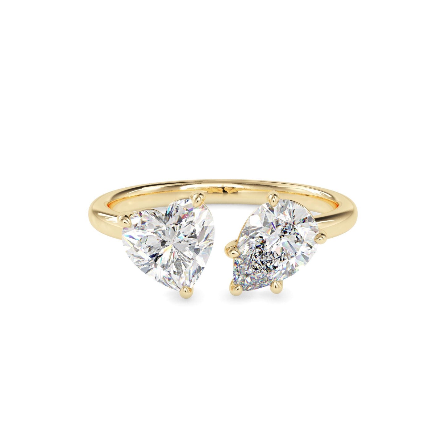 Heart and Pear Cut Toi et Moi Ring