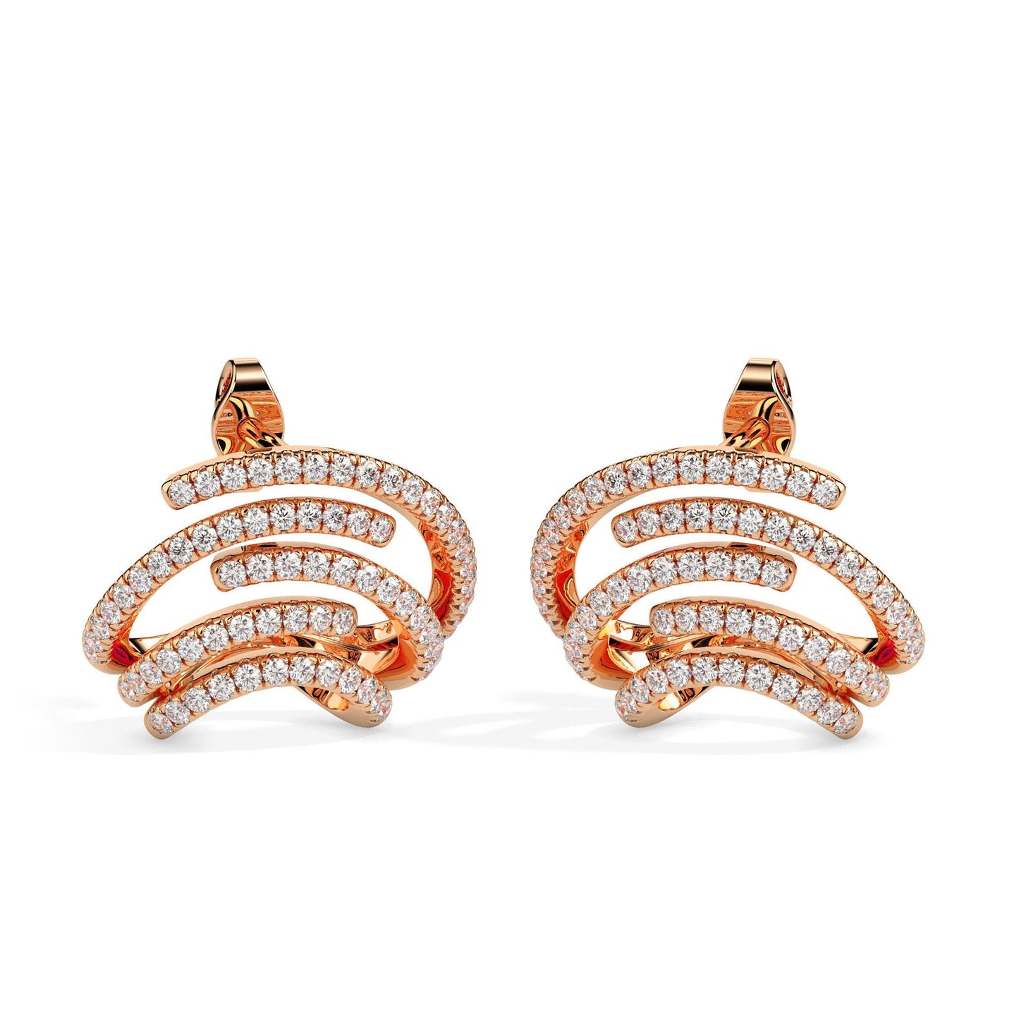 Modern Swirl Diamond Earrings