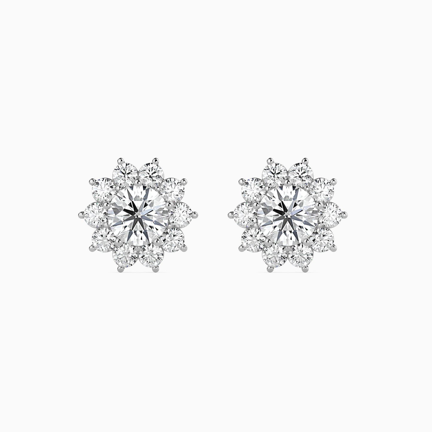 Floral Diamond Halo Stud Earrings