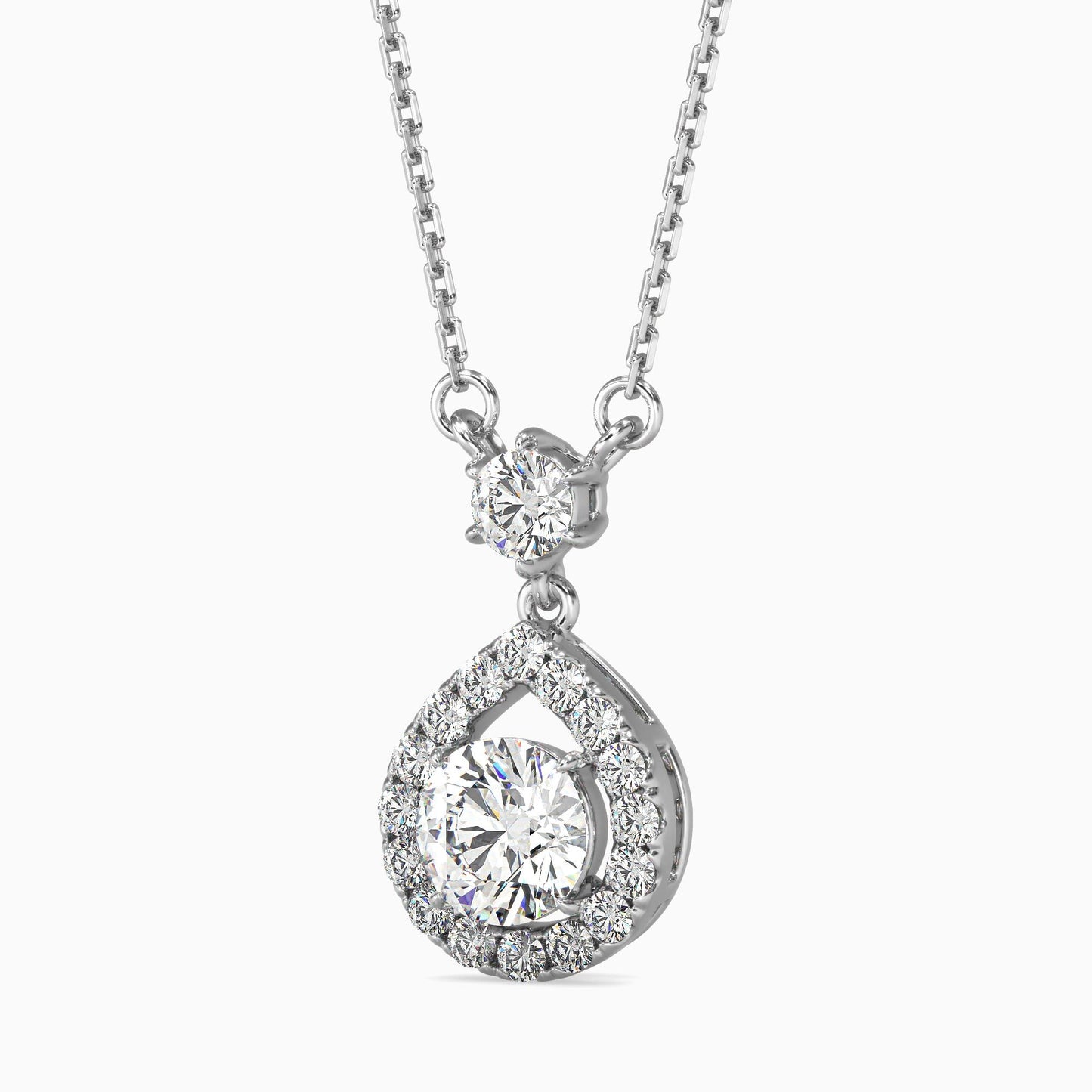 Teardrop Halo Diamond Pendant Necklace
