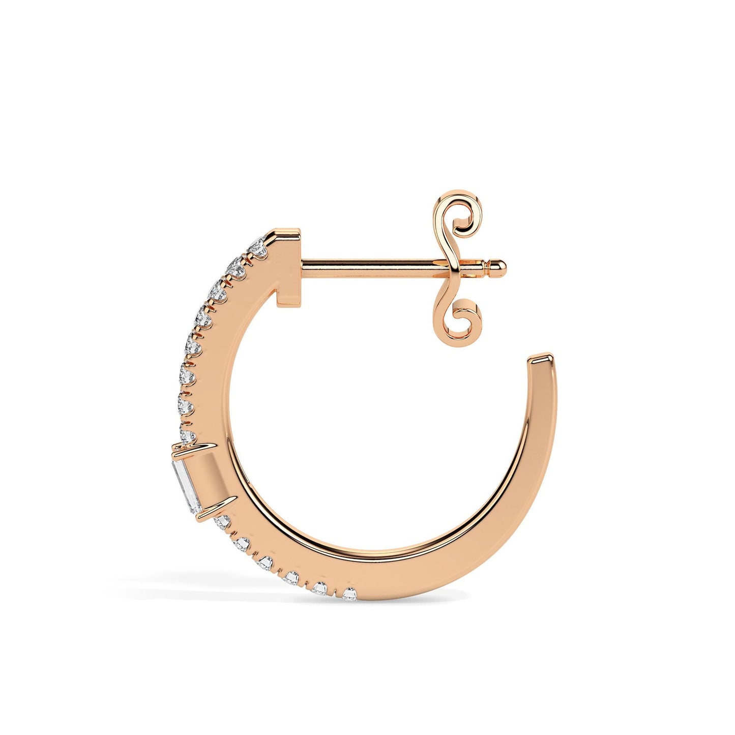 Baguette & Round Diamond Hoop Earrings