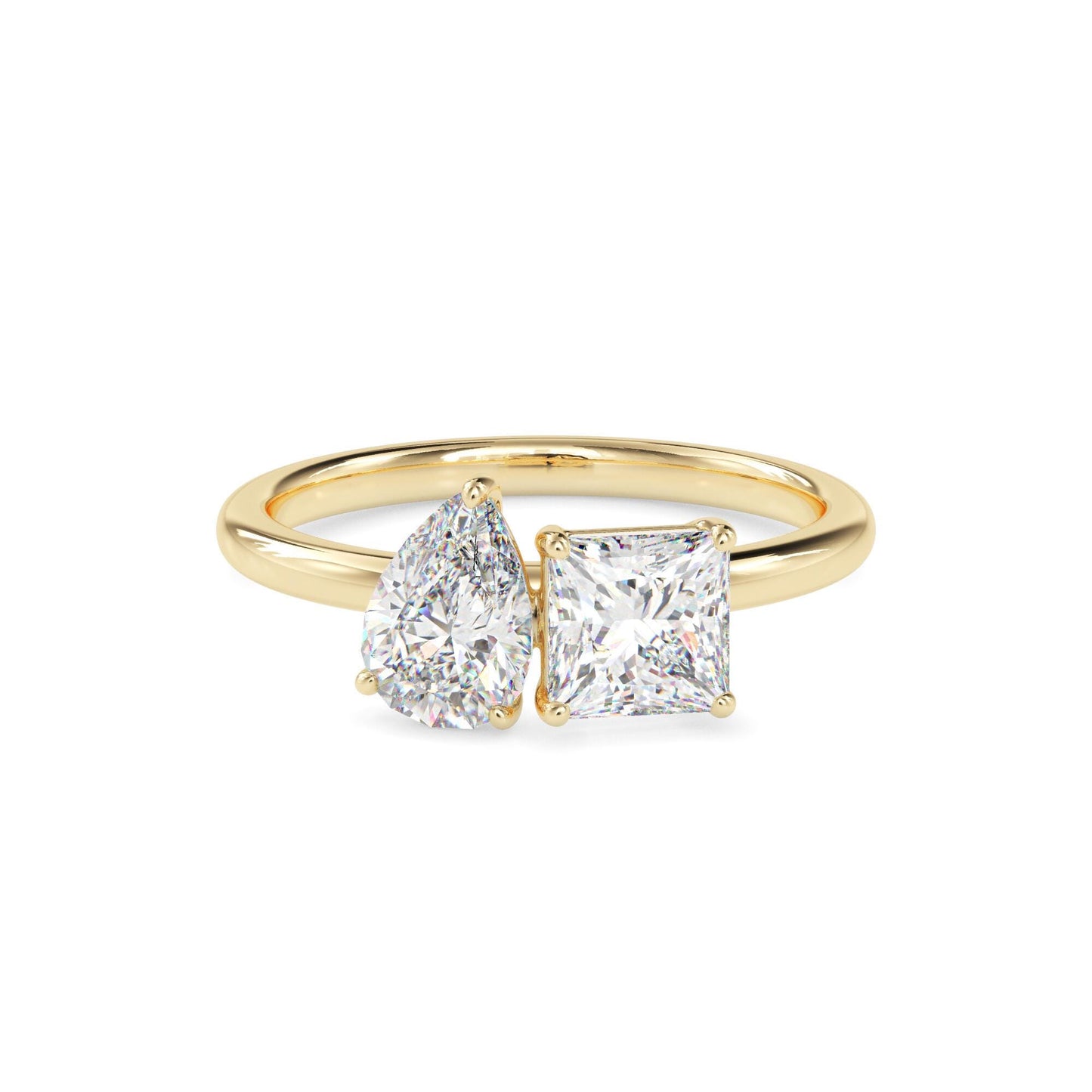 Pear and Princess Cut Toi et Moi Ring