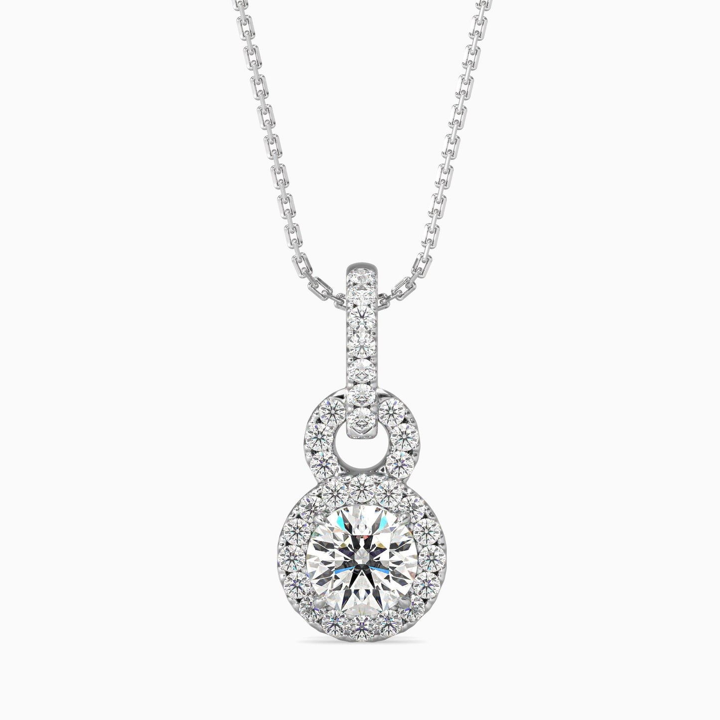 Double Halo Circle Pendant Necklace