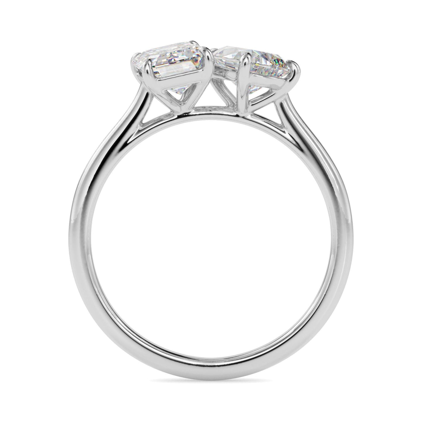Emerald & Pear Cut Toi et Moi Ring