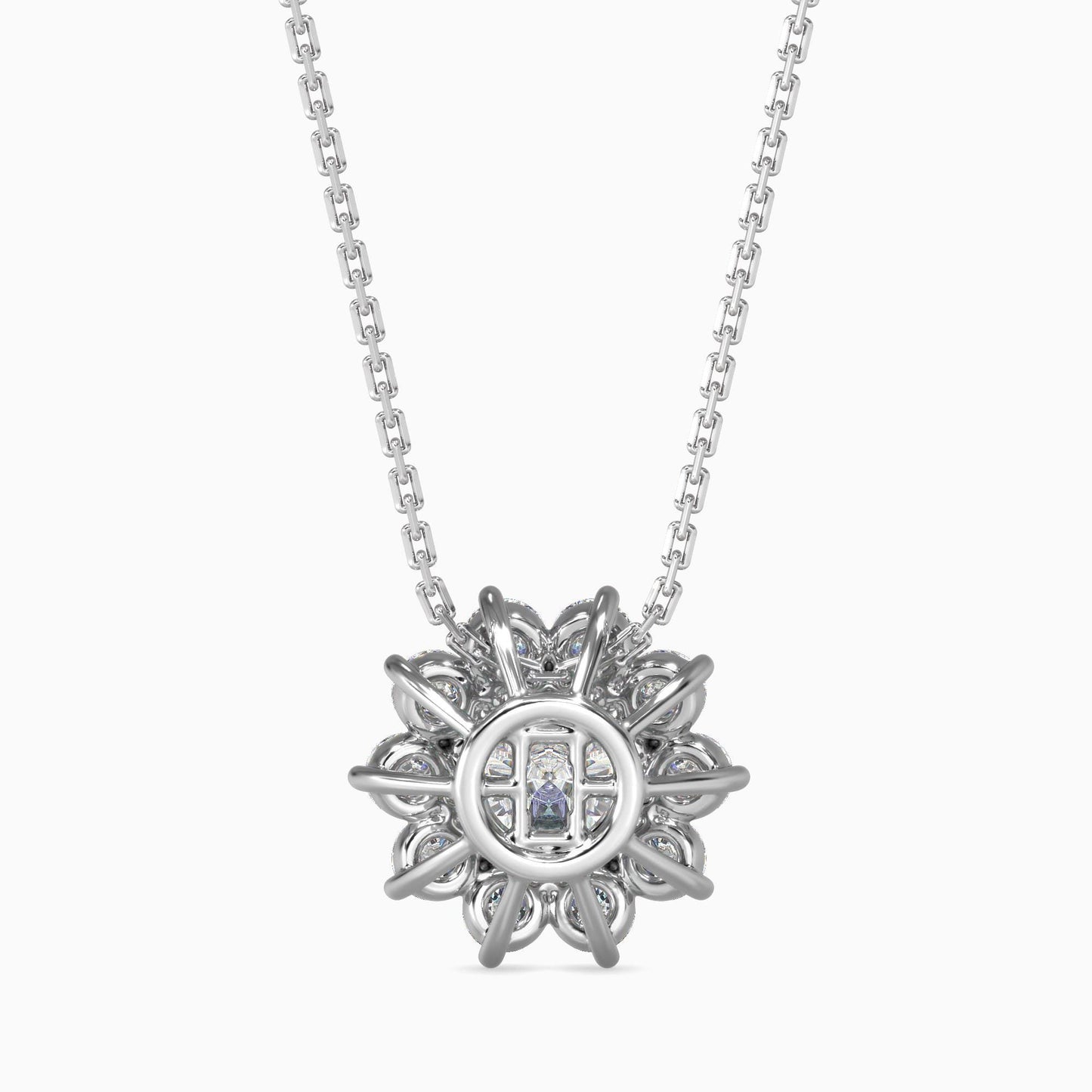 Floral Diamond Halo Pendant Necklace