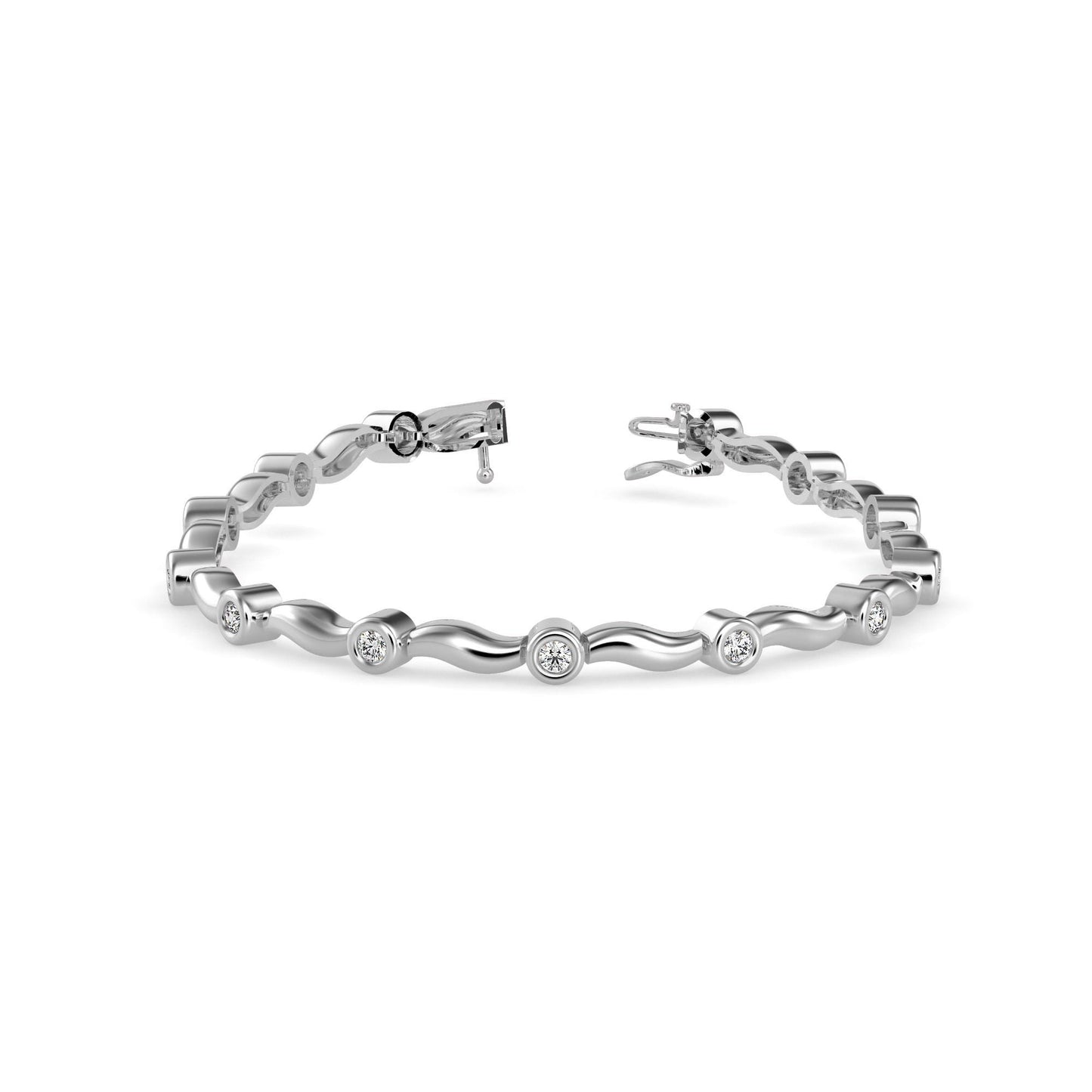 Wave Bezel Diamond Bracelet